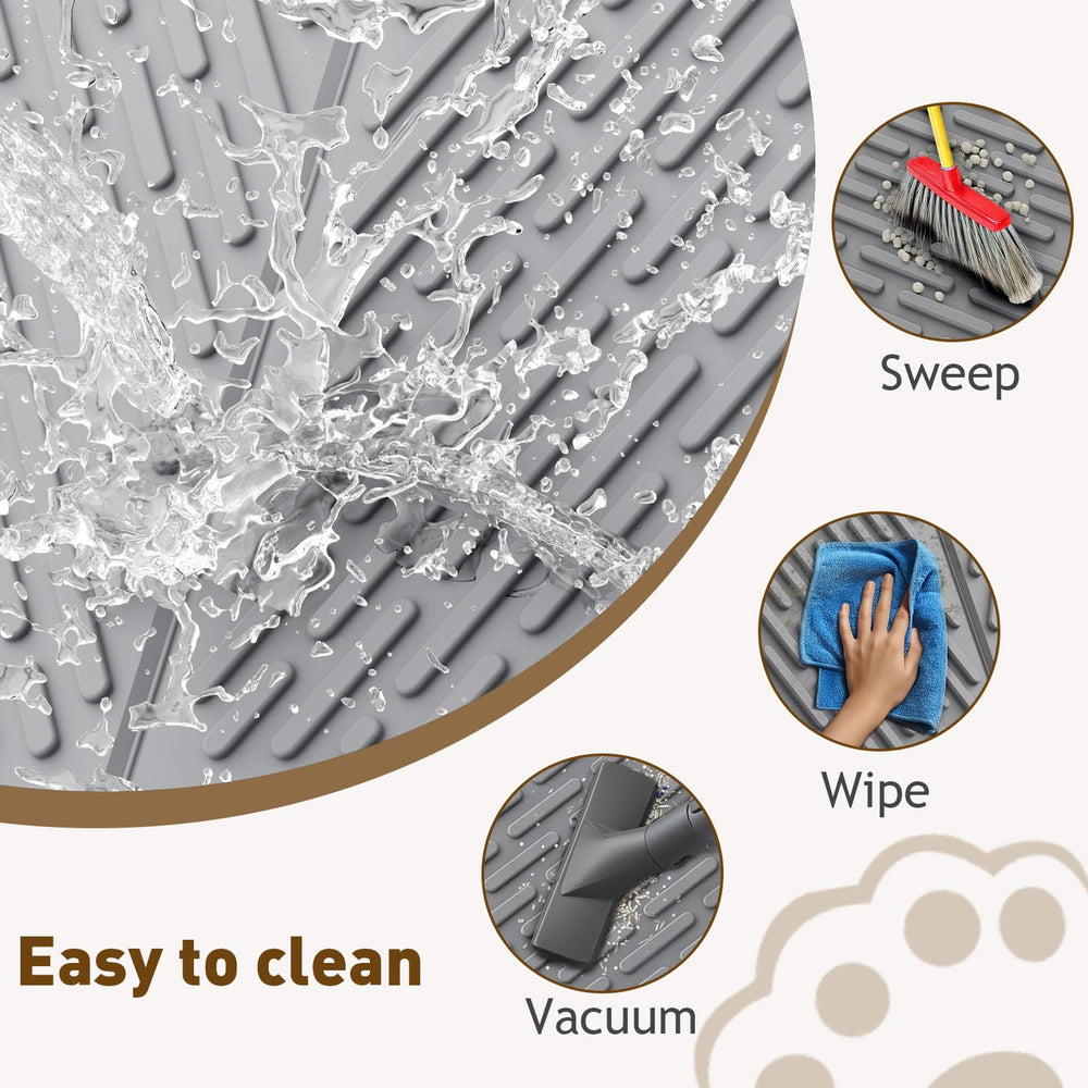 Surface imperméable à l’urine du tapis kaxionage protégeant le sol.