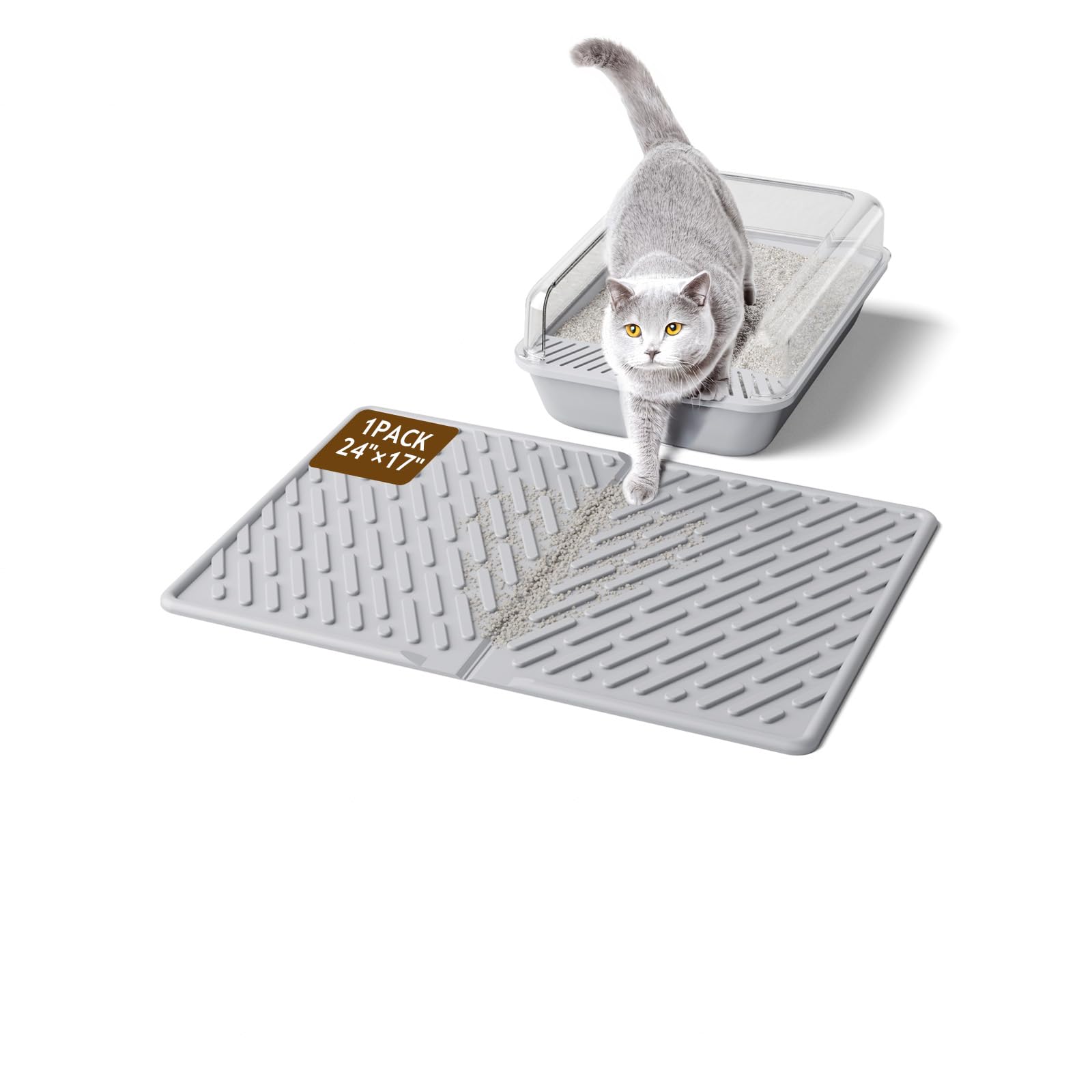 Tapis kaxionage avec rainures pour retenir les éclats de litière.