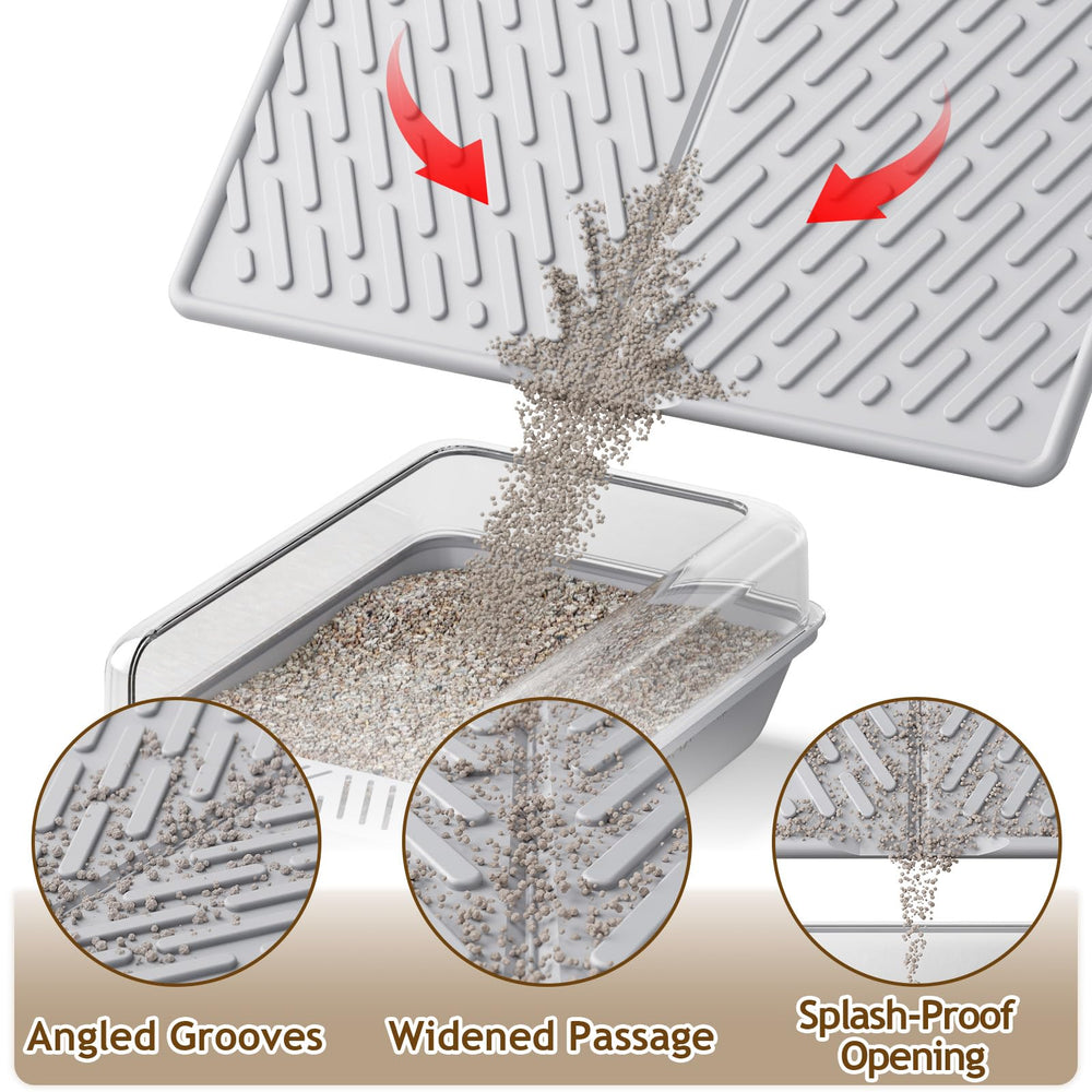 Tapis kaxionage à rebord surélevé pour empêcher les éclaboussures.