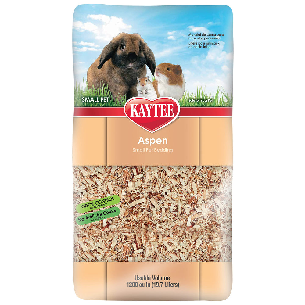 Kaytee Aspen emballage: litière naturelle prête à l’emploi pour petits animaux.