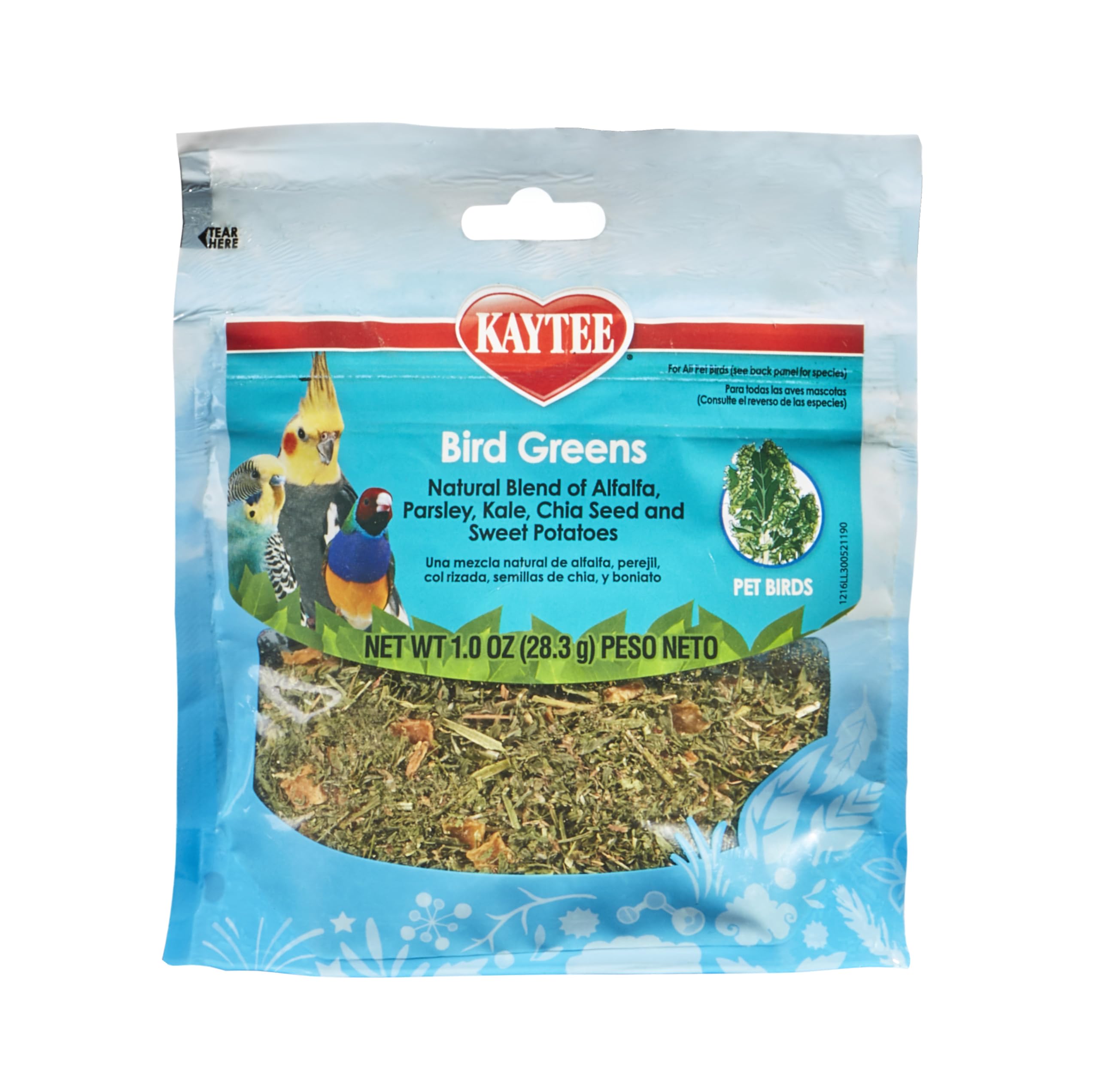 Kaytee Bird Greens emballage élégant favorisant l'enrichissement alimentaire des oiseaux