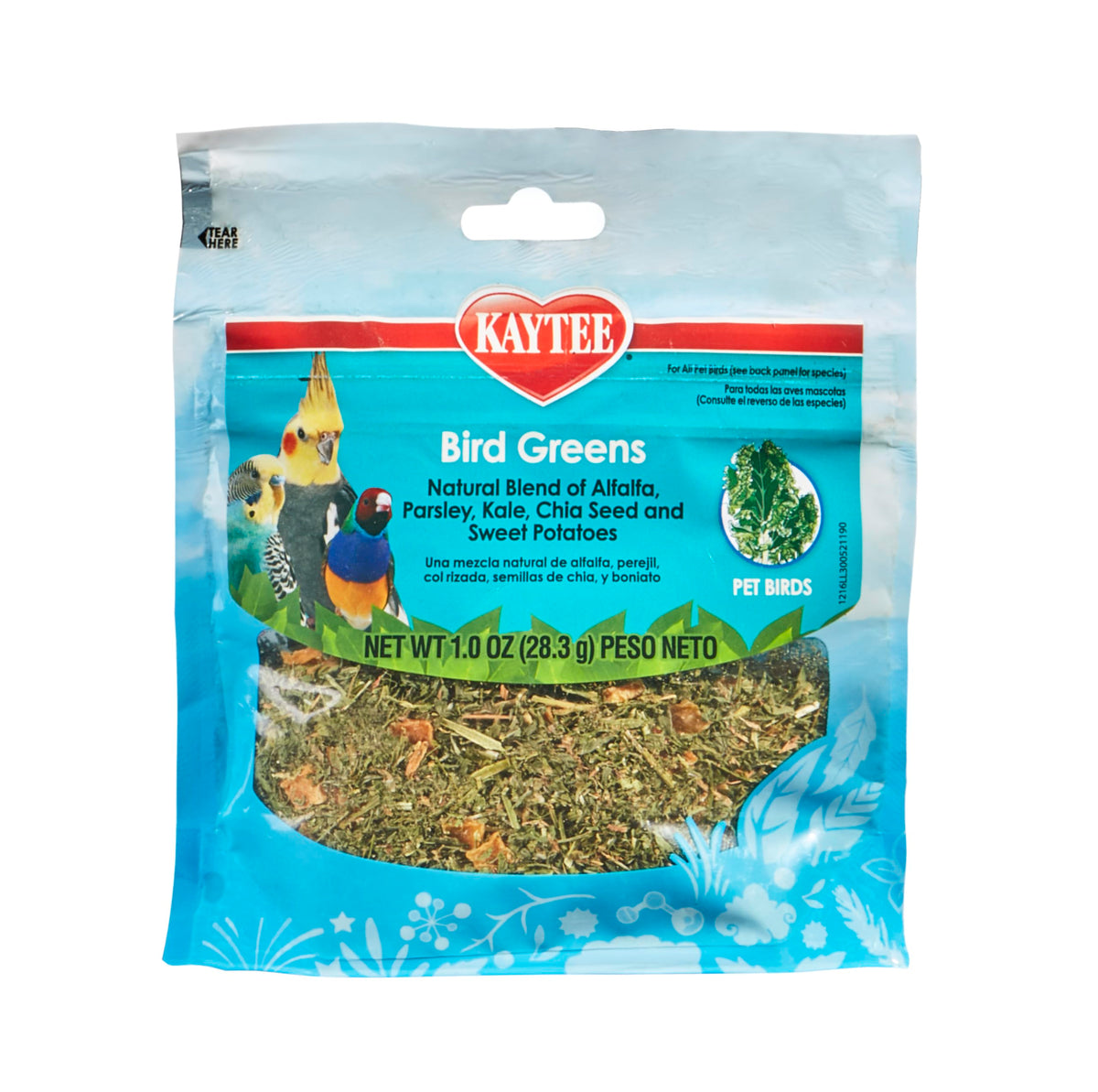 Kaytee Bird Greens emballage élégant favorisant l'enrichissement alimentaire des oiseaux