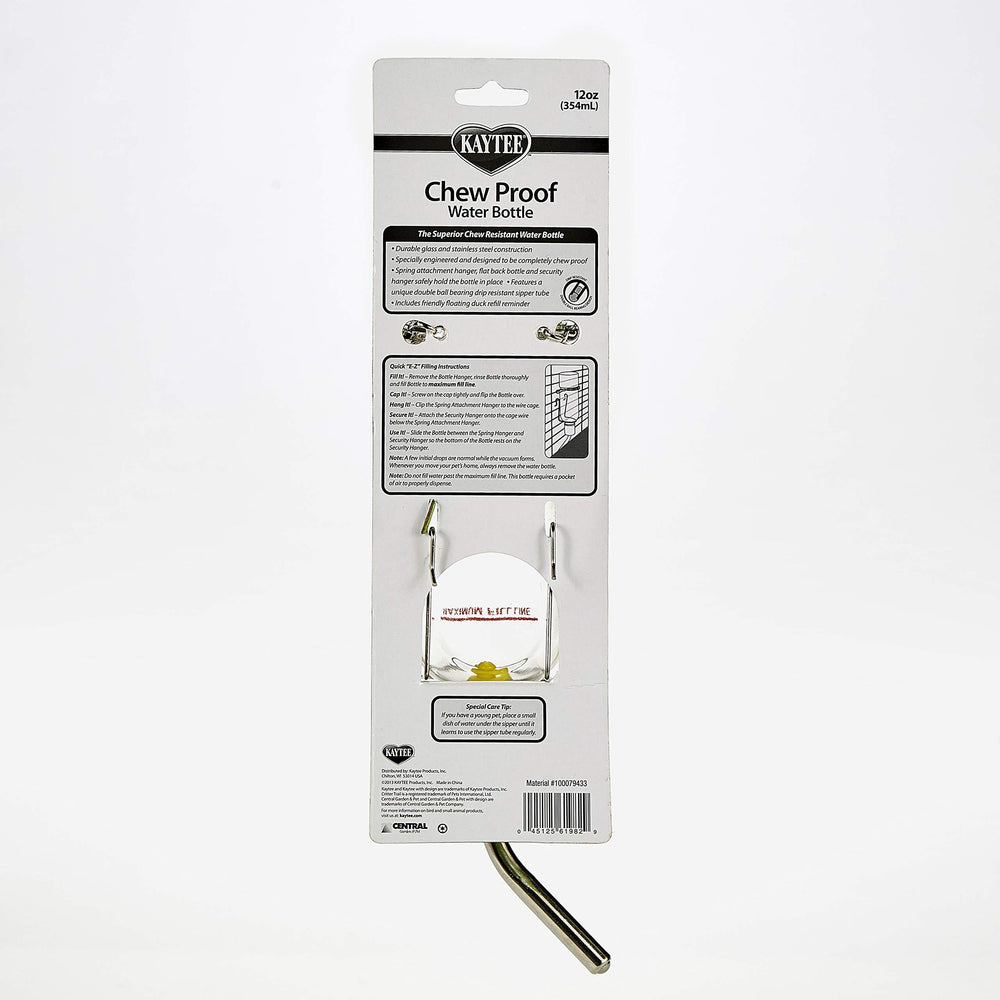 Kaytee bouteille en verre et acier inoxydable, design durable anti-morsure.