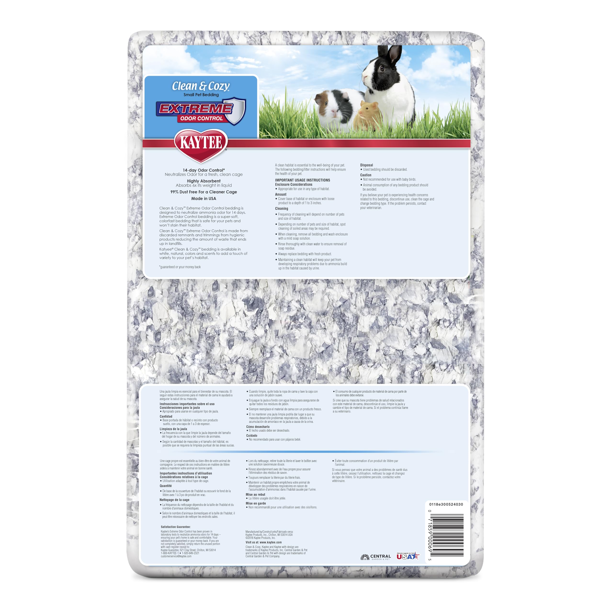 Kaytee Clean & Cozy: fond absorbant aide à maintenir l’habitat sec et frais.