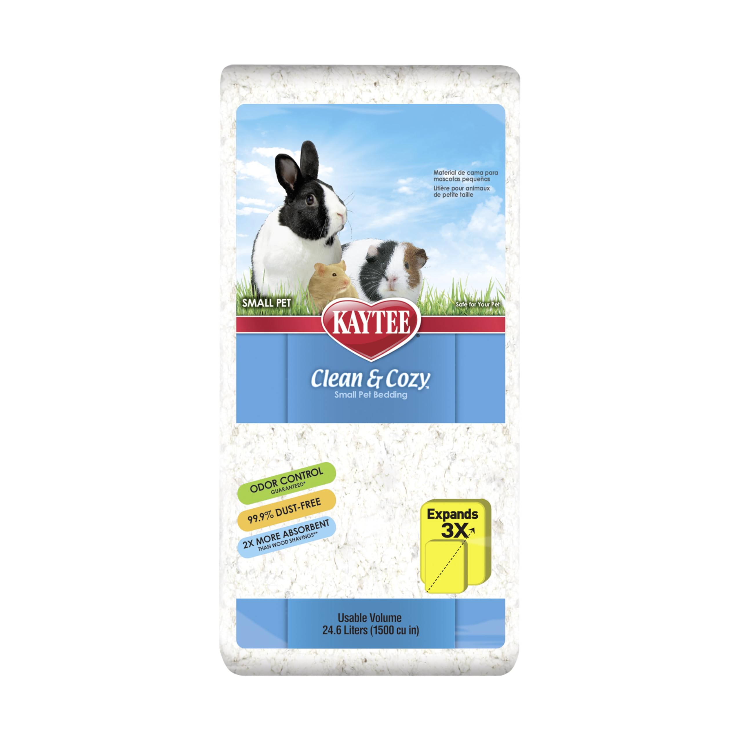 Kaytee Clean & Cozy lit-confort en papier blanc pour petits animaux.
