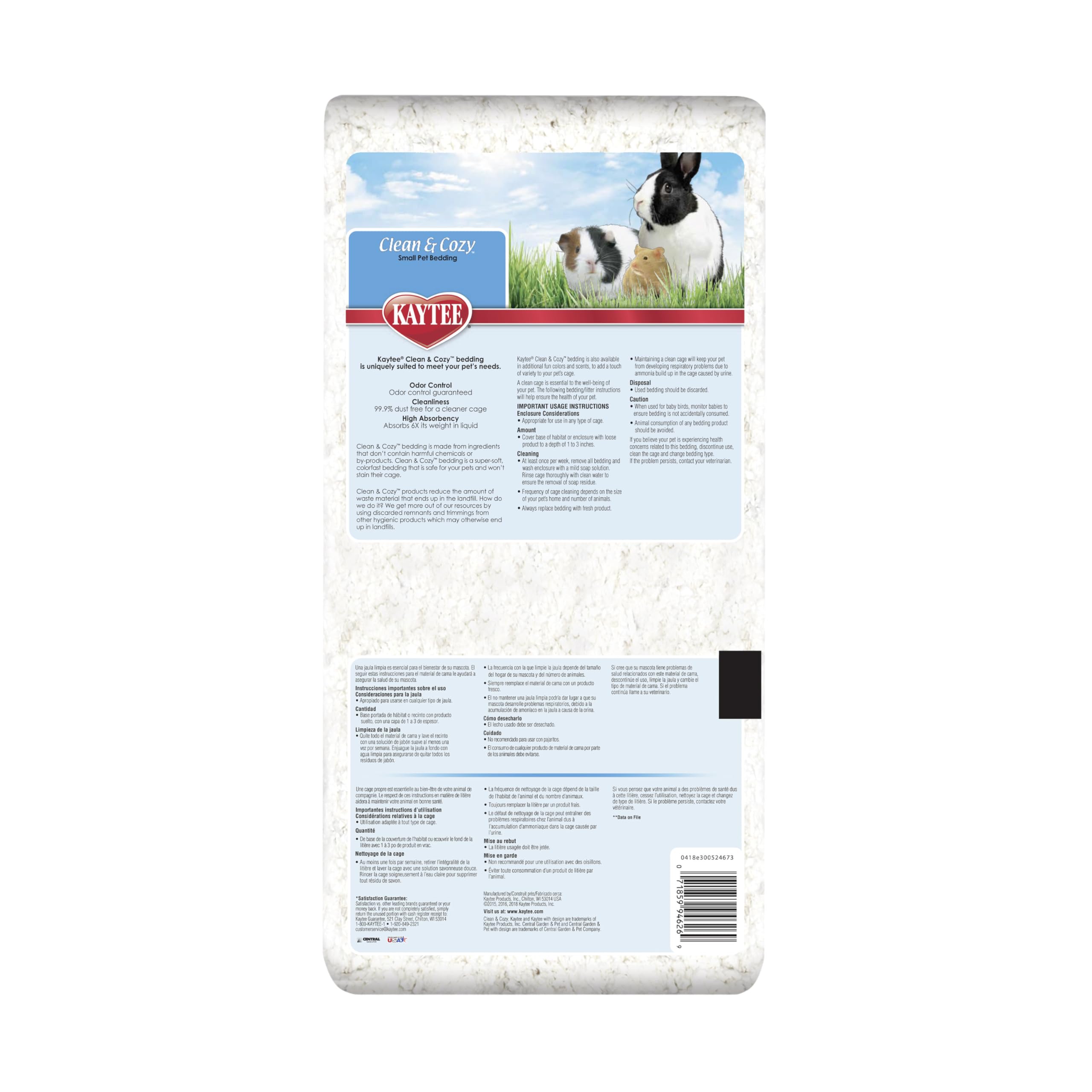 Kaytee Clean & Cozy papier hygiene durable: nettoyage rapide et simple.