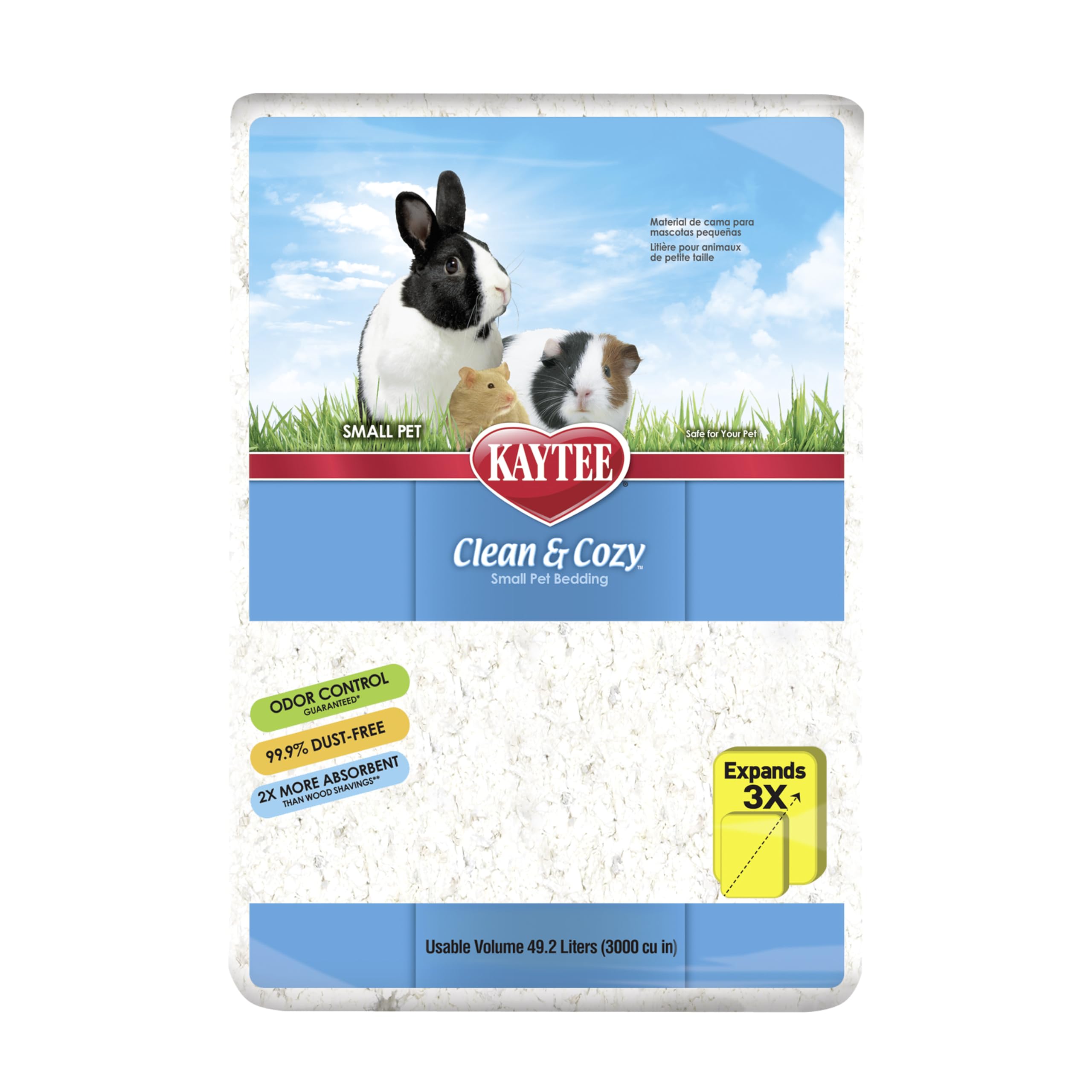 Couchage Kaytee en papier blanc 49l, douceur pour le repos des petits animaux.