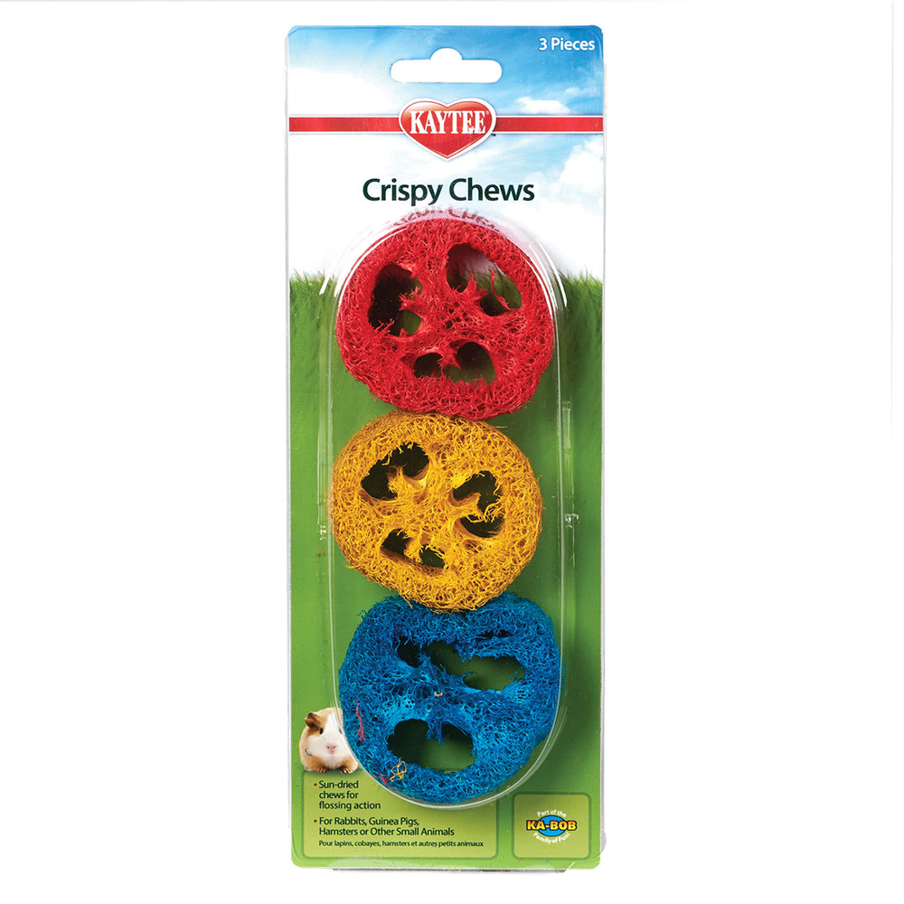 Kaytee Crispy Chews: anneaux colorés pour petits animaux, stimulant la mastication saine.