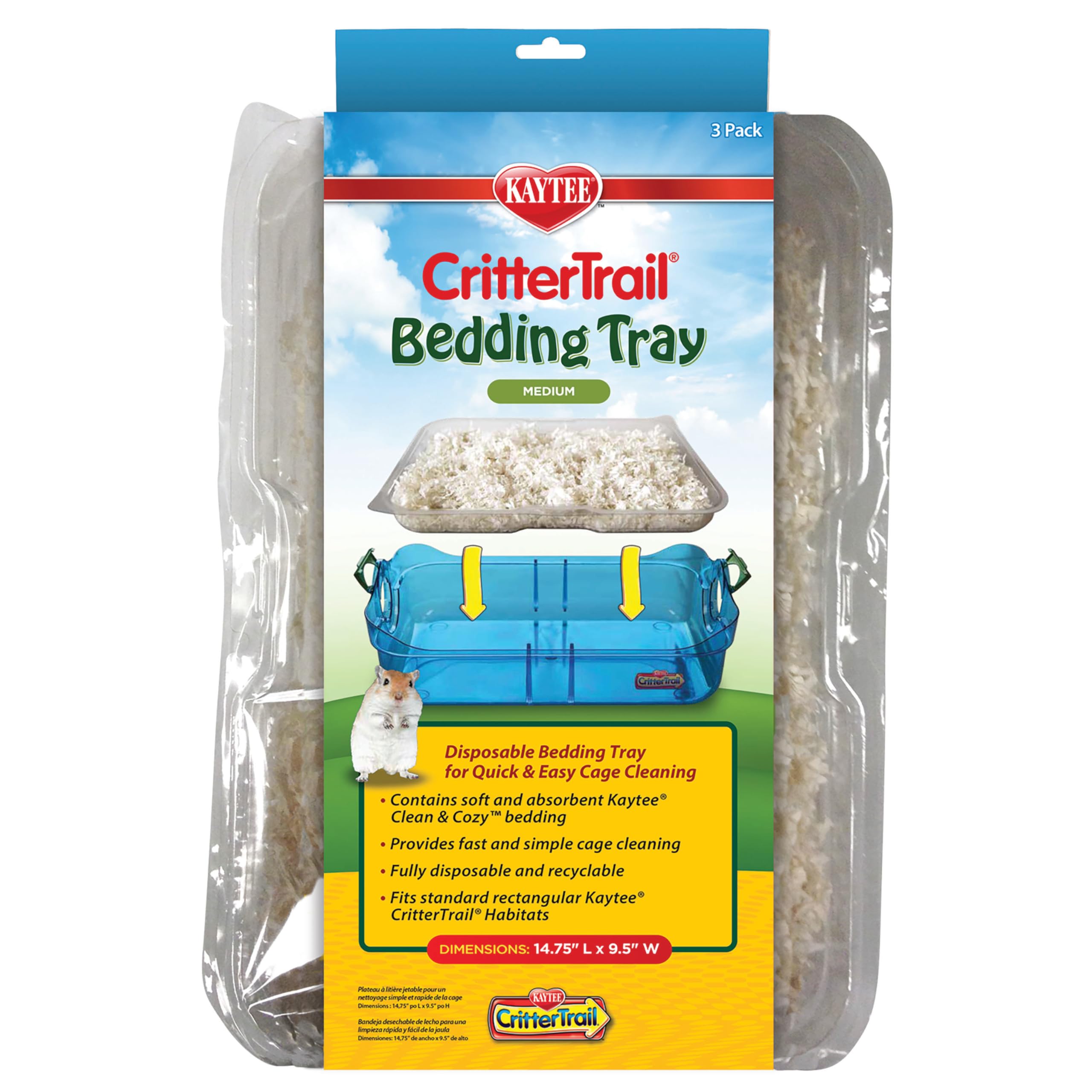 Kaytee CritterTrail plateau-litière 3-pack, nettoyage rapide et pratique.