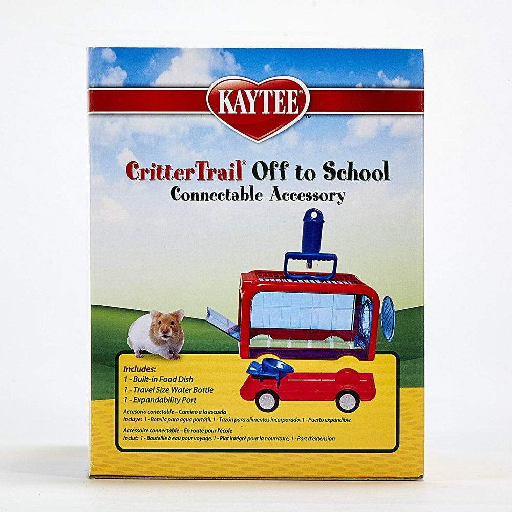 Kaytee CritterTrail Off-To-School bol de nourriture sur tableau pratique.