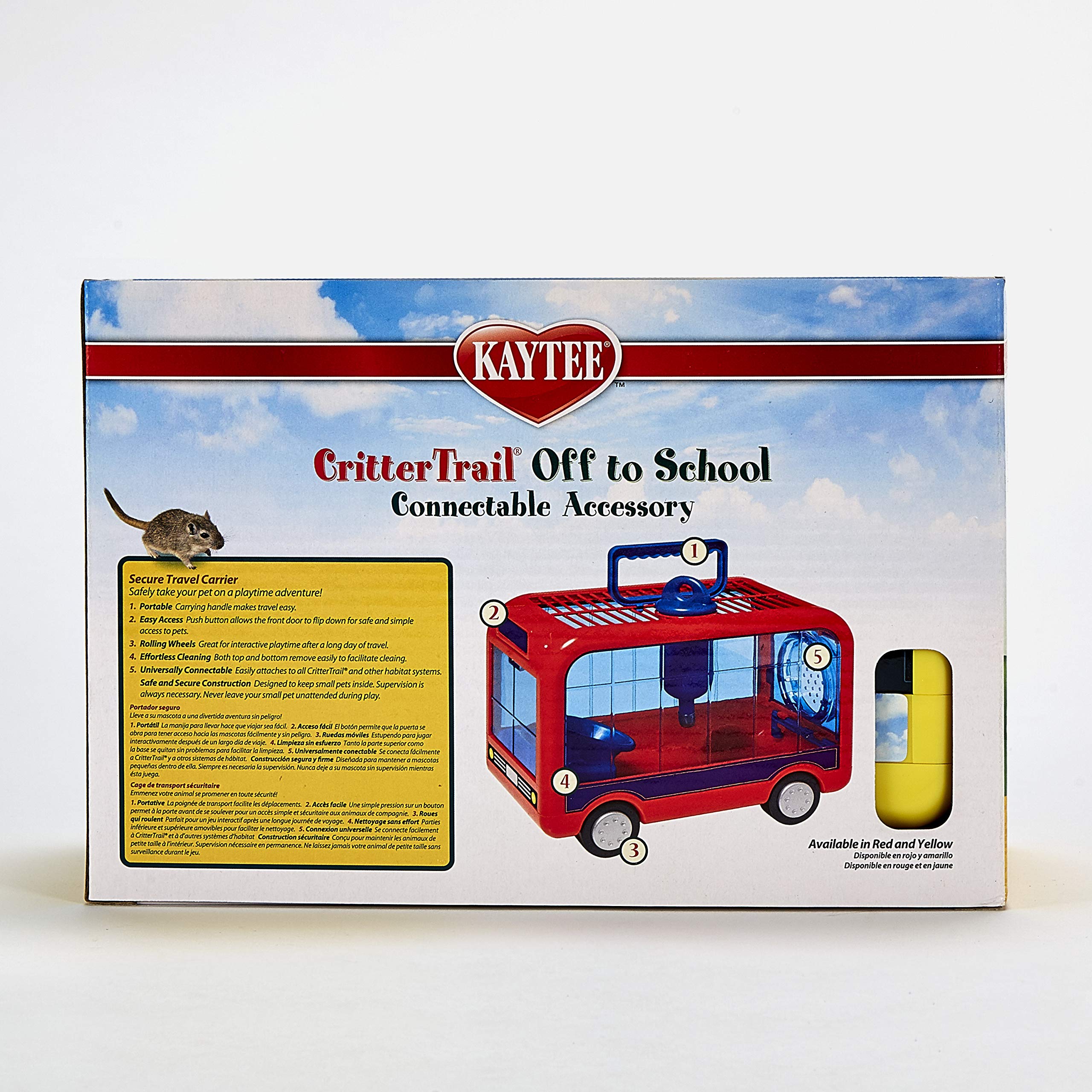 Kaytee CritterTrail Off-To-School poignee intégrée facilitant le transport sécurisé.
