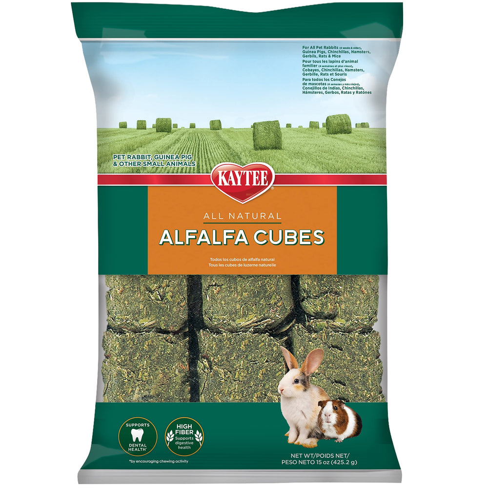 Kaytee Cubes d'Alfalfa pour lapins et petits animaux, source naturelle de fibre.