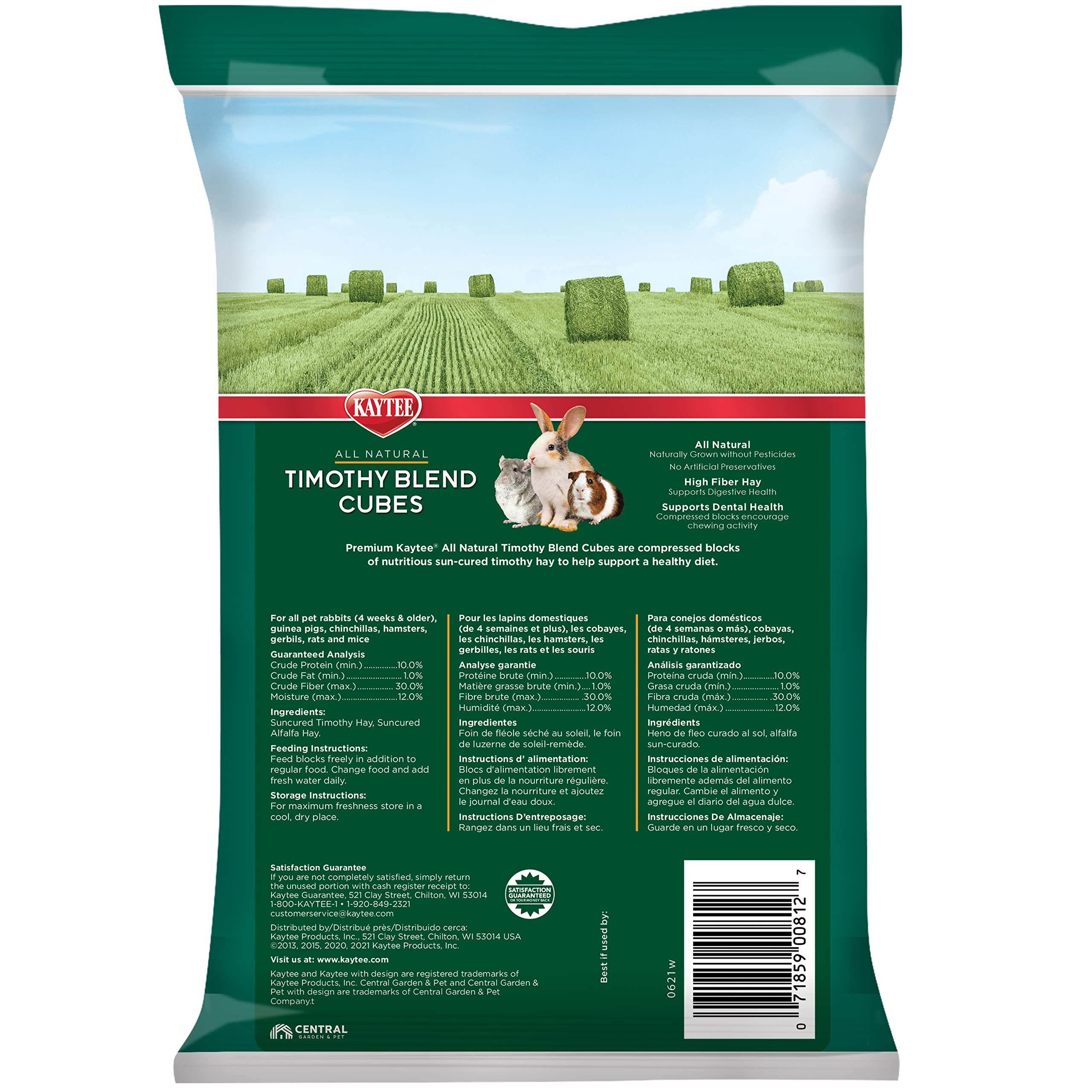 Kaytee Cubes Foin Timothy Mélange – opportunité d'enrichissement par forage et activité