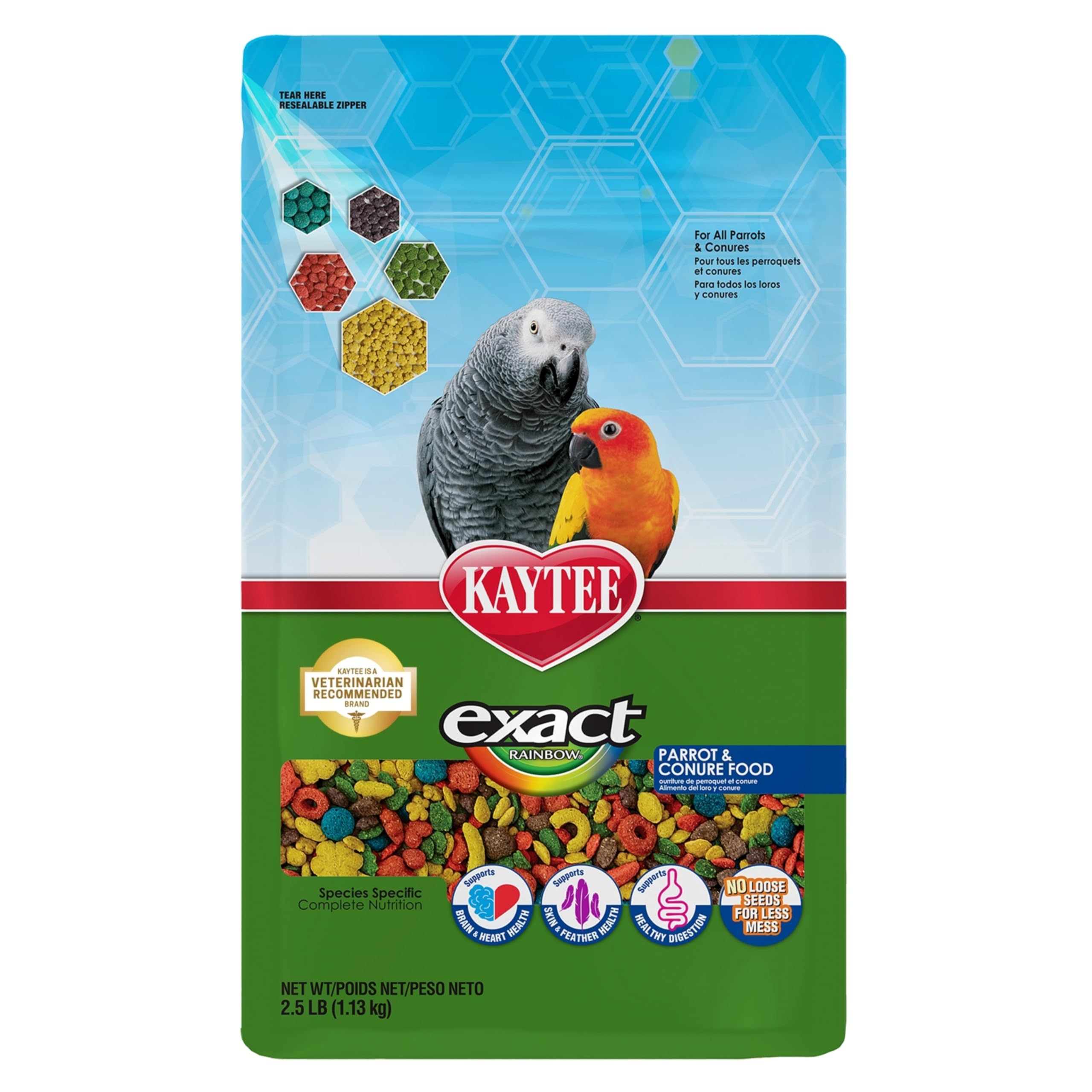 Kaytee Exact Rainbow nutrition extrudée sans coquilles pour moins de dégâts et nettoyage facilité