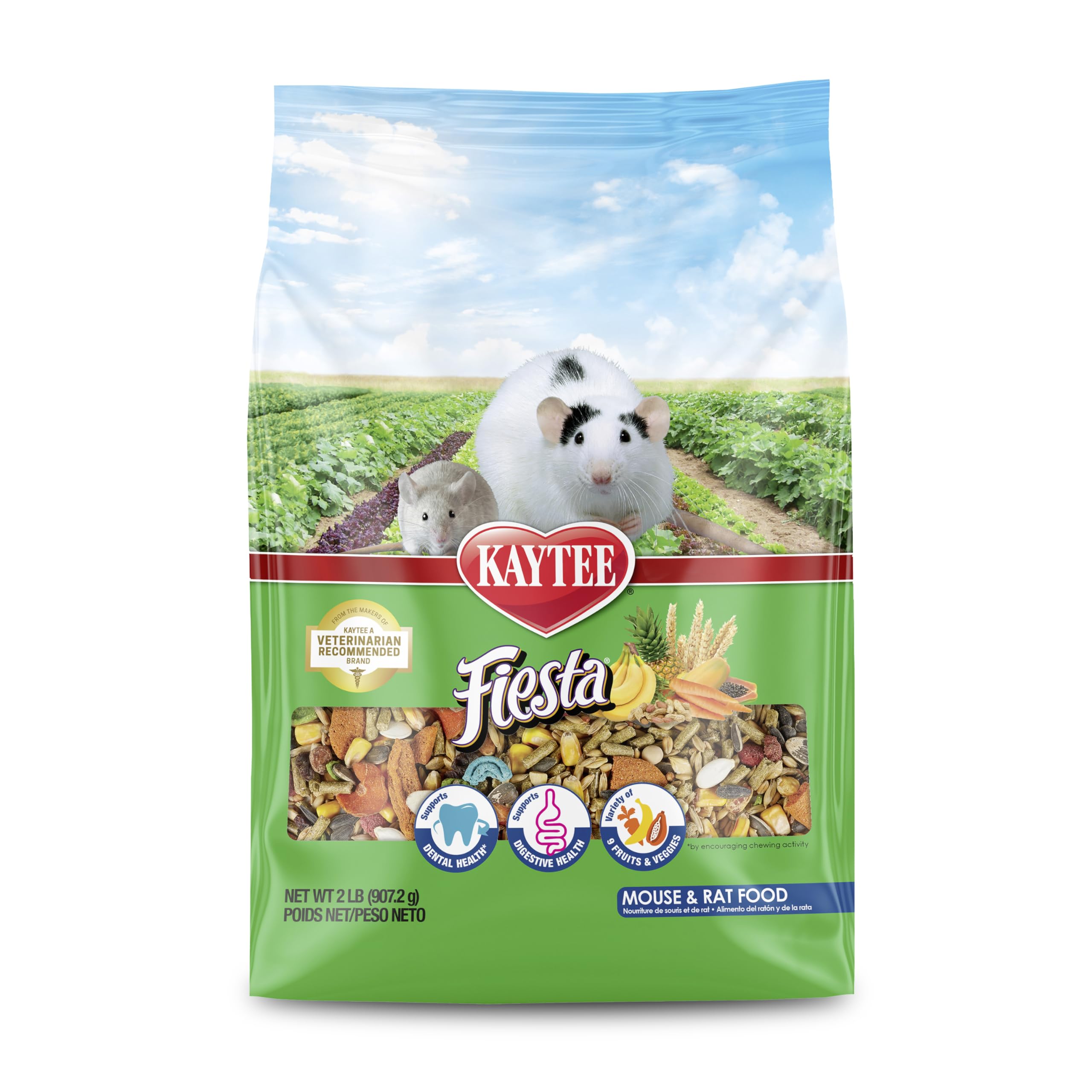 Kaytee Fiesta: alimentation souris et rat, ensemble d'ingrédients variés pour stimuler l'appétit.
