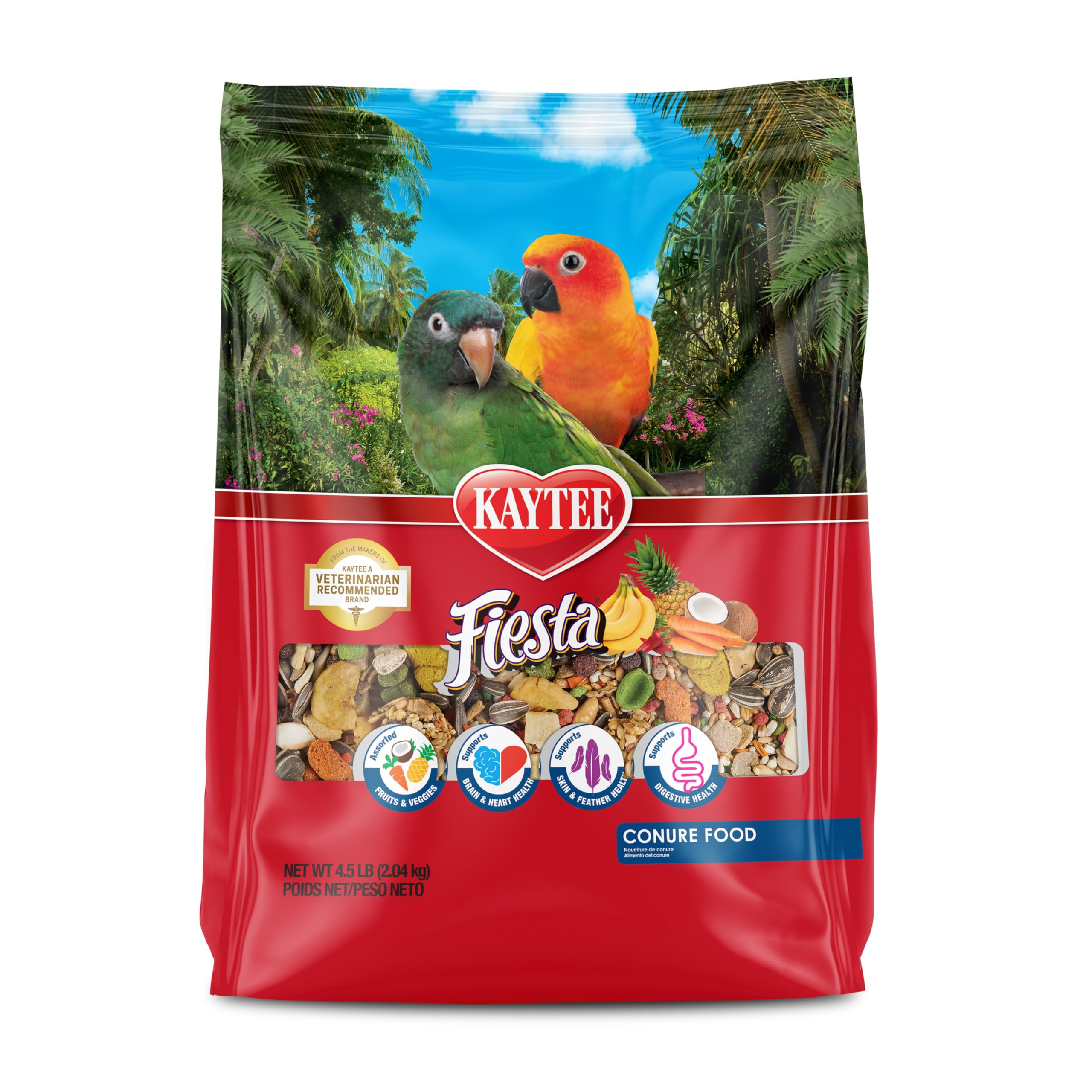 Kaytee Fiesta Conure – mélange varié et coloré stimulant l'alimentation et l'exploration.