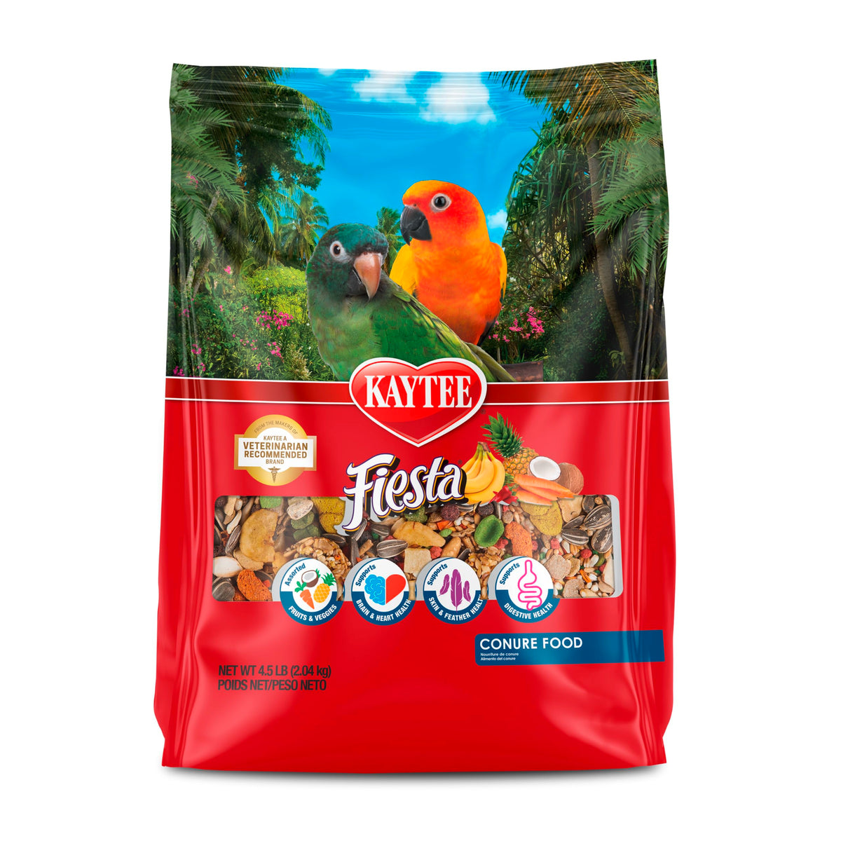 Kaytee Fiesta Conure – mélange varié et coloré stimulant l'alimentation et l'exploration.