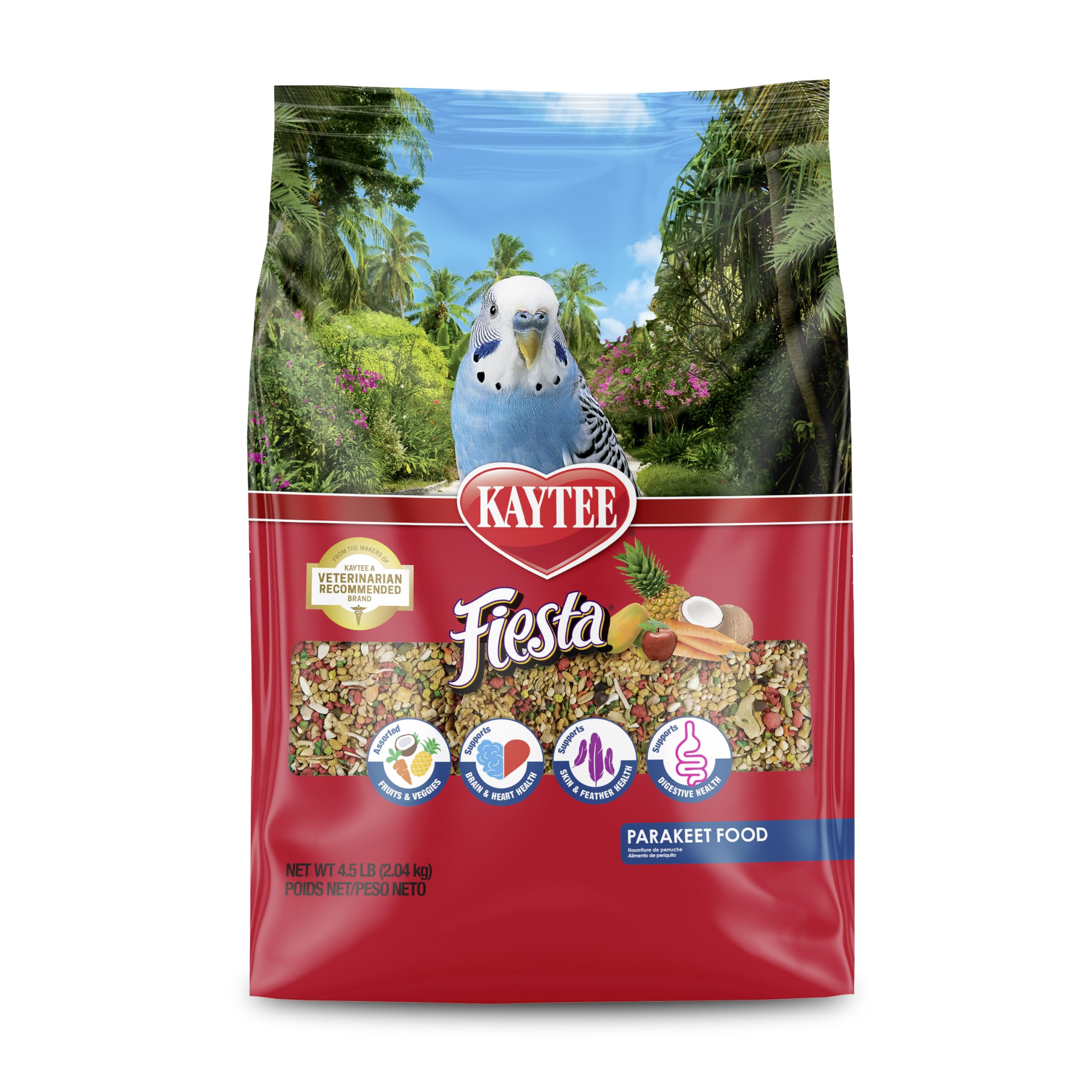 Kaytee Fiesta Perruche emballage attrayant facilitant le choix.