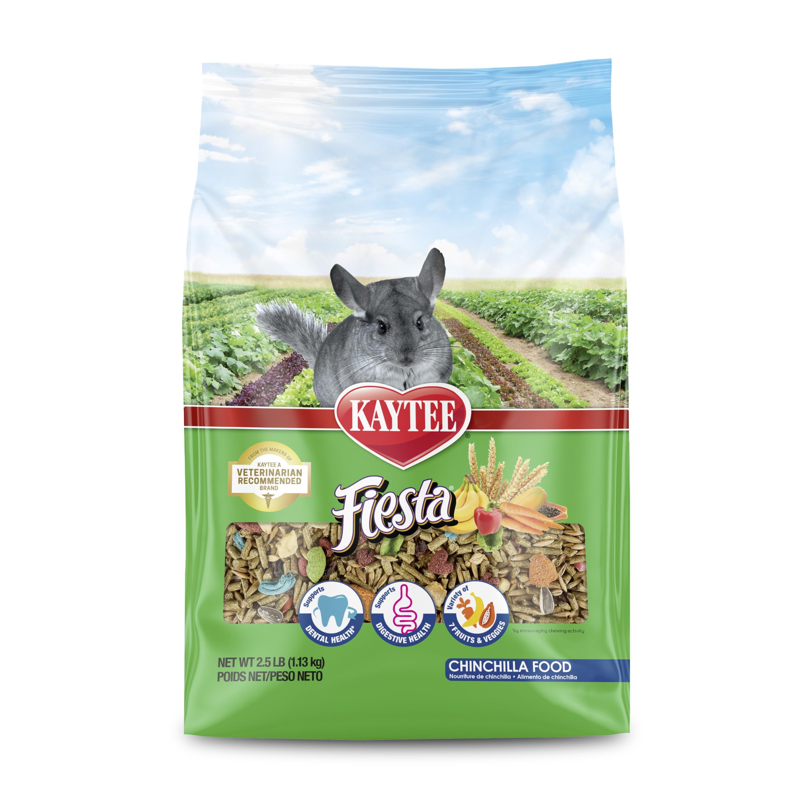 Kaytee Fiesta Chinchilla Food : bouchées variées favorisant la mastication et la digestion.