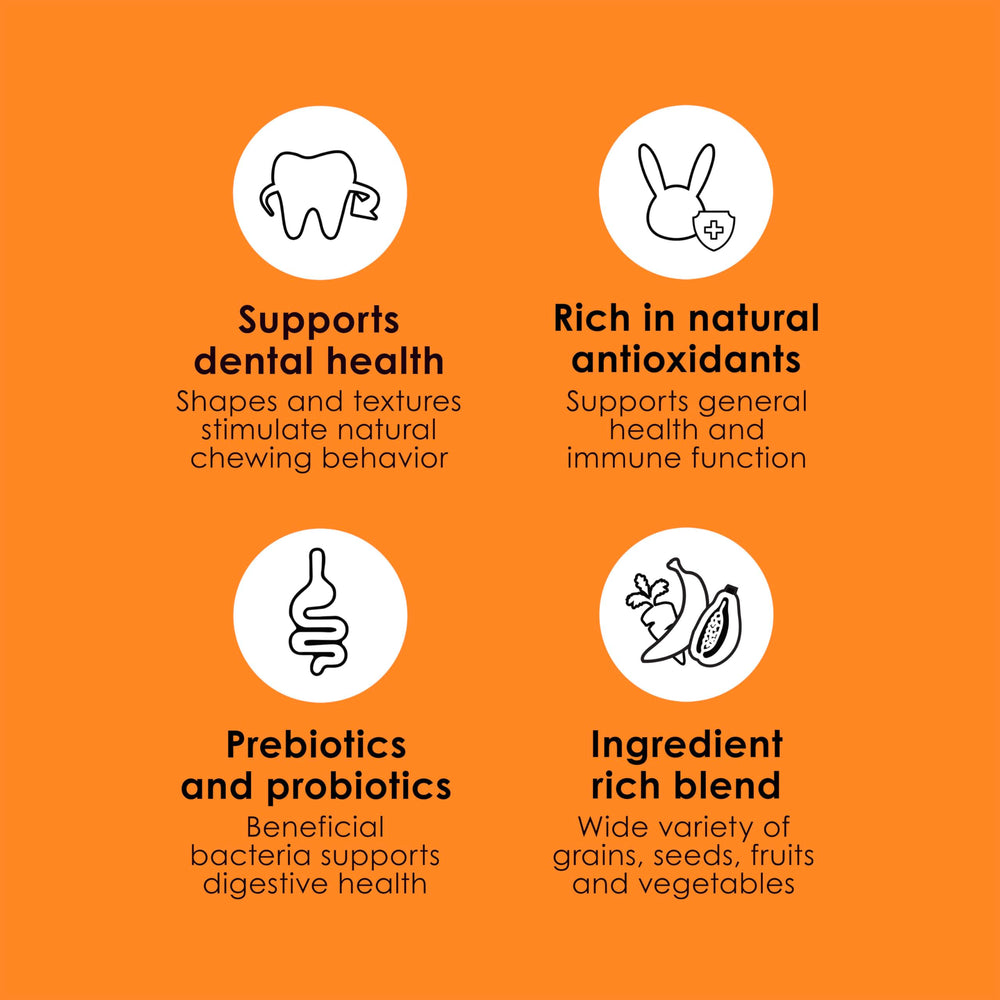 Kaytee Fiesta Chinchilla Food : prébiotiques et probiotiques pour la digestion.
