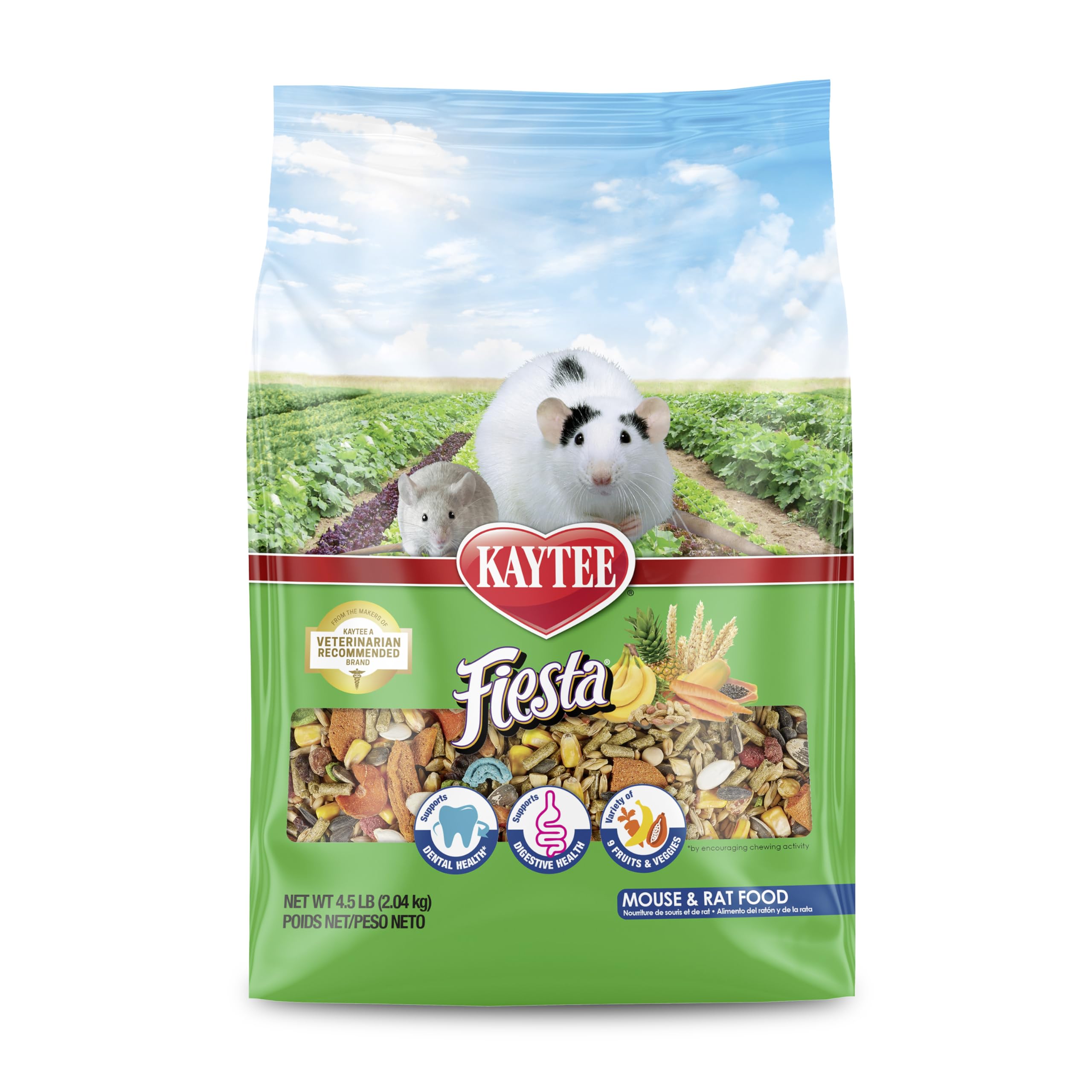 Kaytee Fiesta – nourriture pour souris et rats avec ingrédients variés favorisant l'intérêt à l'heure du repas