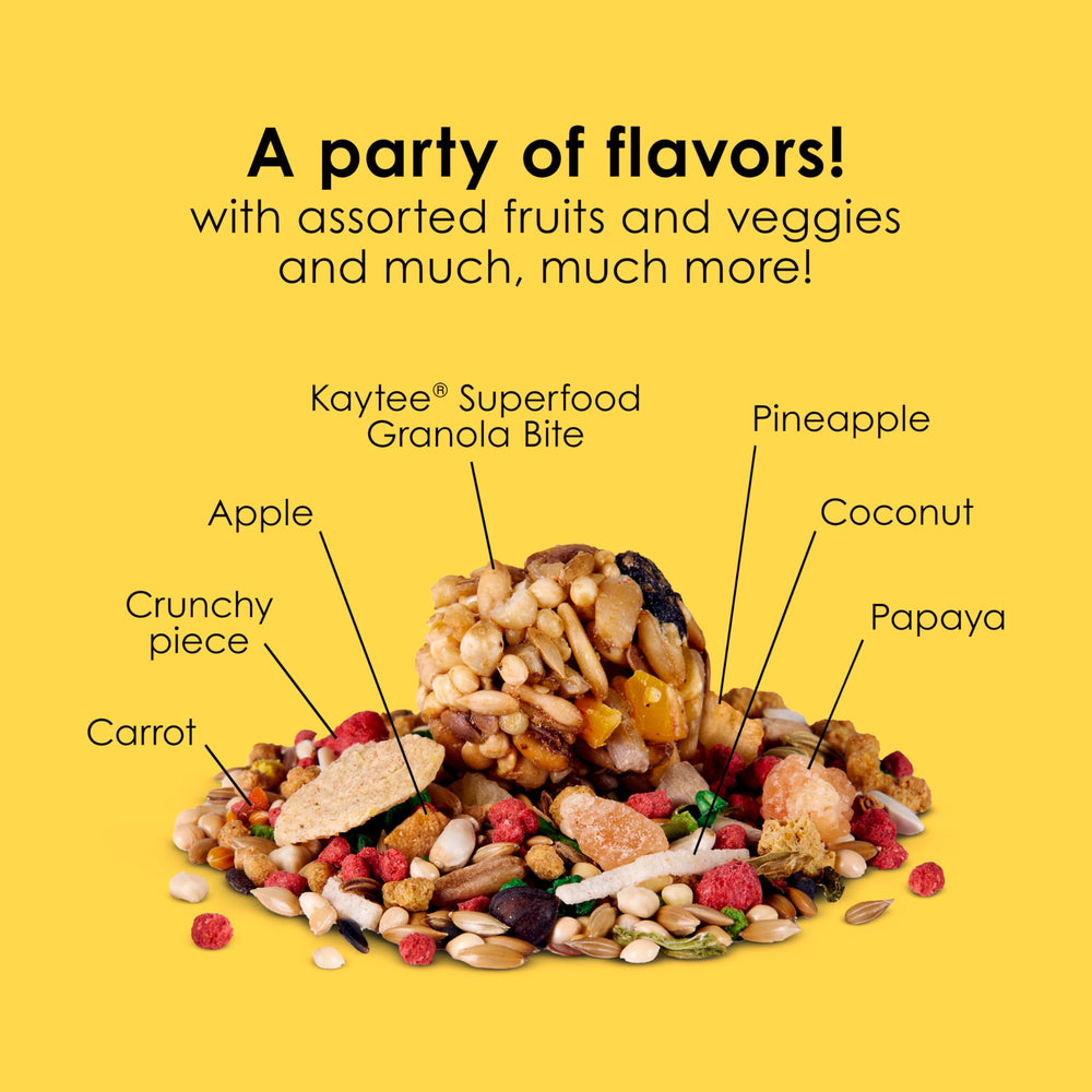 Kaytee Fiesta: peau et plumage plus vifs grâce au mélange nutritif.