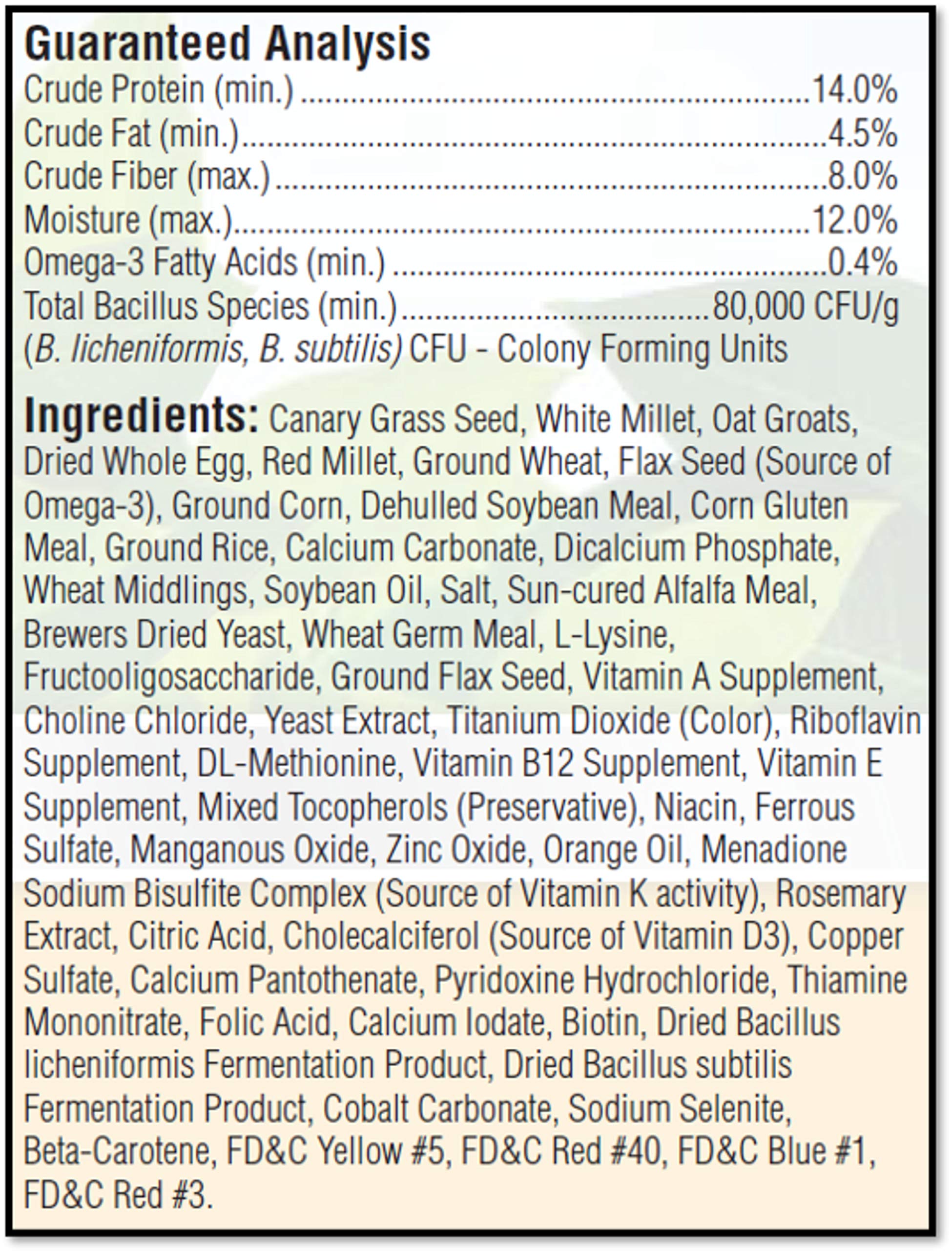 Kaytee Forti-Diet Egg-Cite offre une texture croquante pour le repas quotidien.