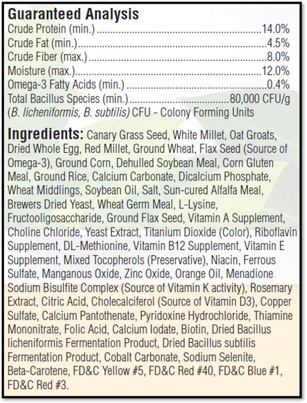 Kaytee Forti-Diet Egg-Cite offre une texture croquante pour le repas quotidien.