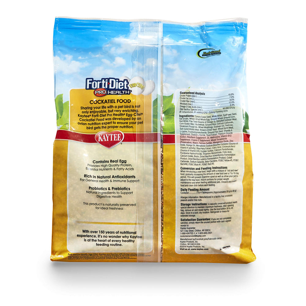Kaytee Forti-Diet Egg-Cite oméga-3 pour la santé cérébrale et cardiaque.