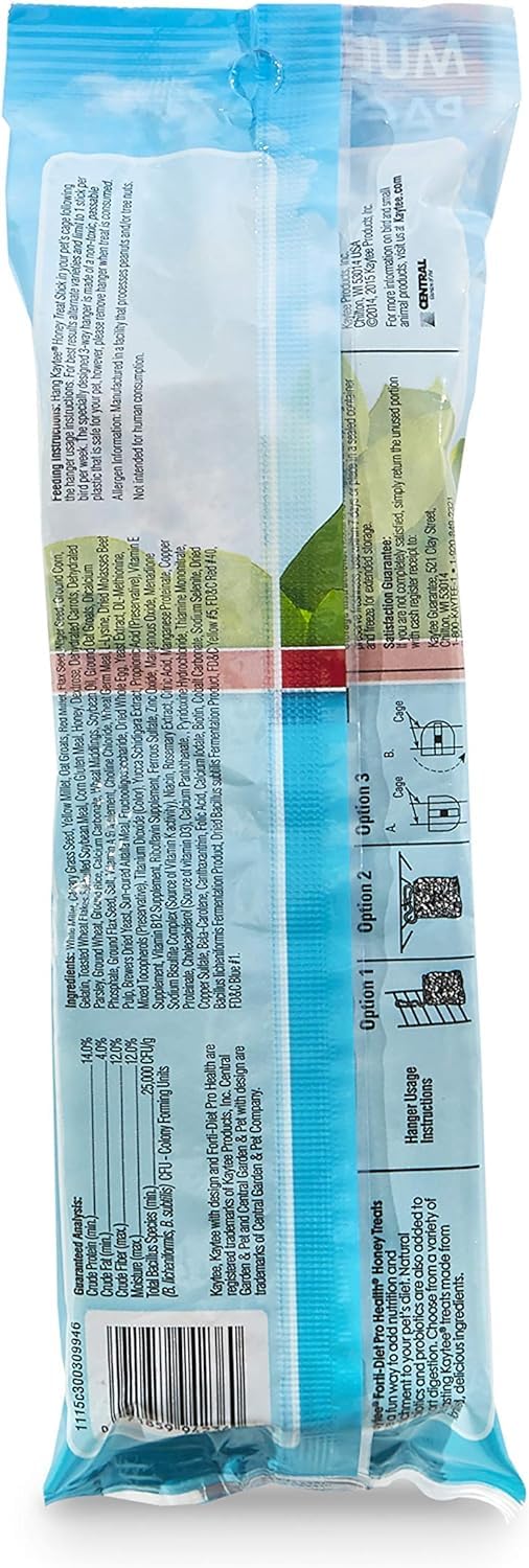 Kaytee Forti-Diet Pro Health Honey bâtonnets pour perruche — pack de 2 barres