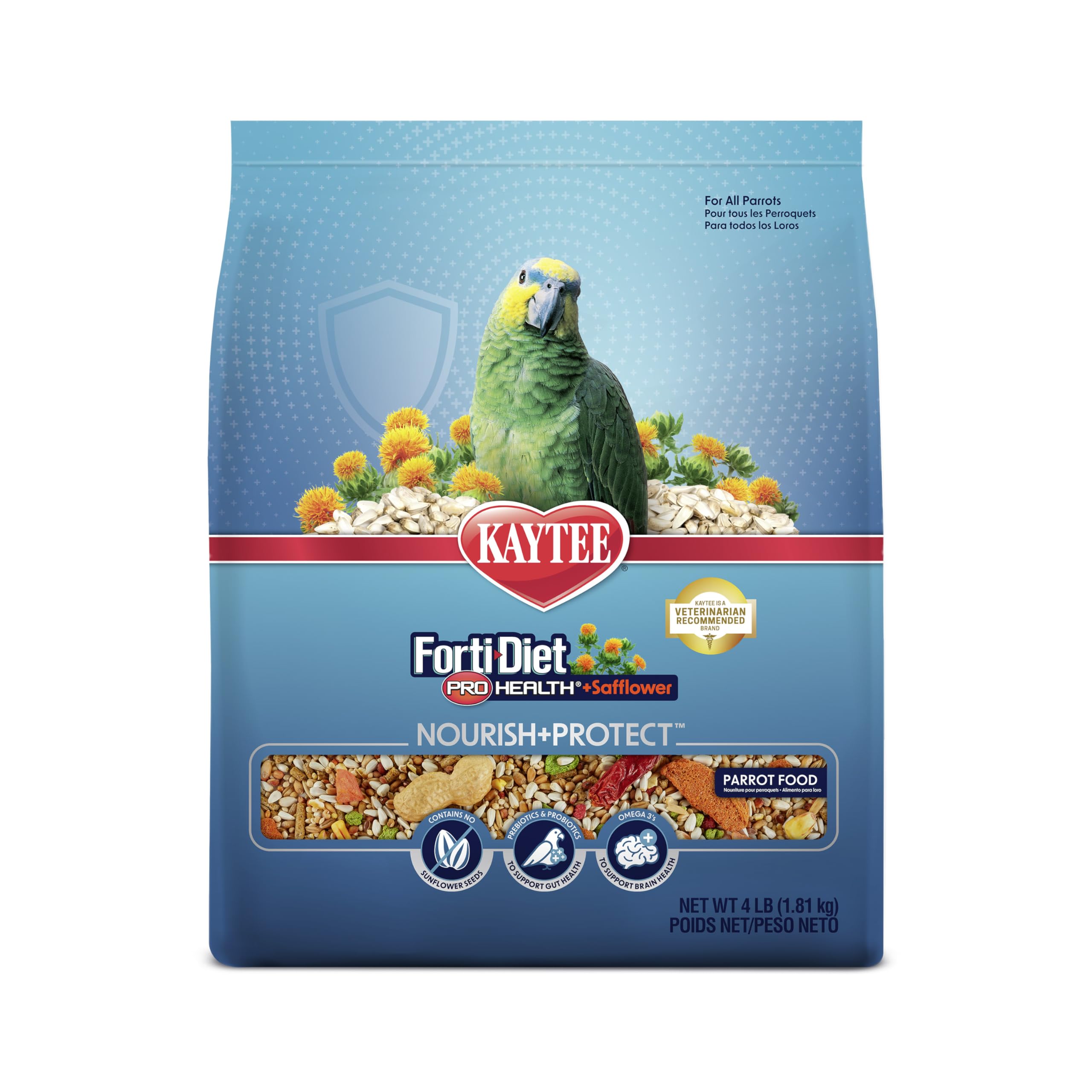 Kaytee Forti-Diet Pro Health, graines de carthame, alimentation équilibrée pour perroquet et plumage sain