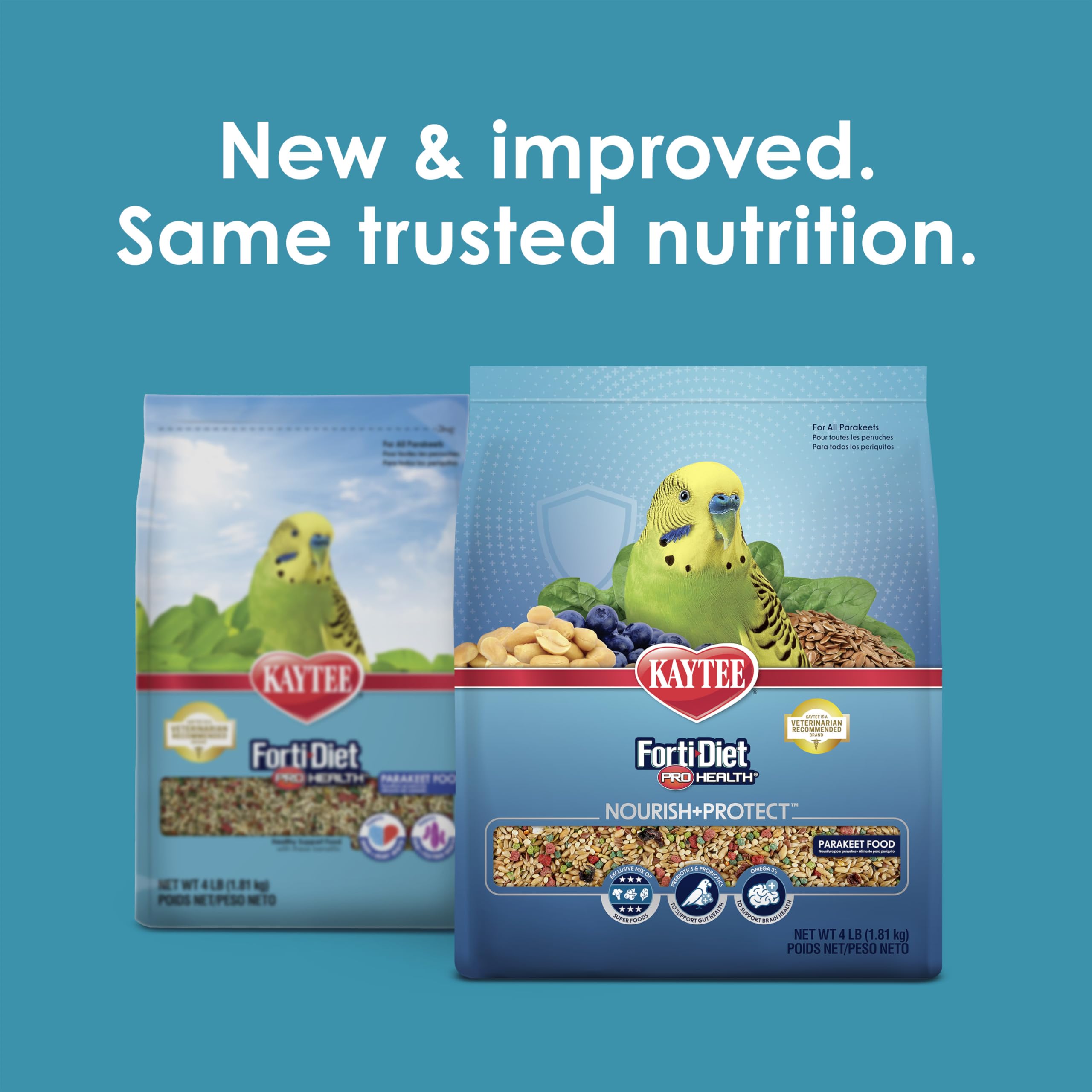 Kaytee Forti-Diet Pro Health Perruche : graines de lin visibles et énergie durable.