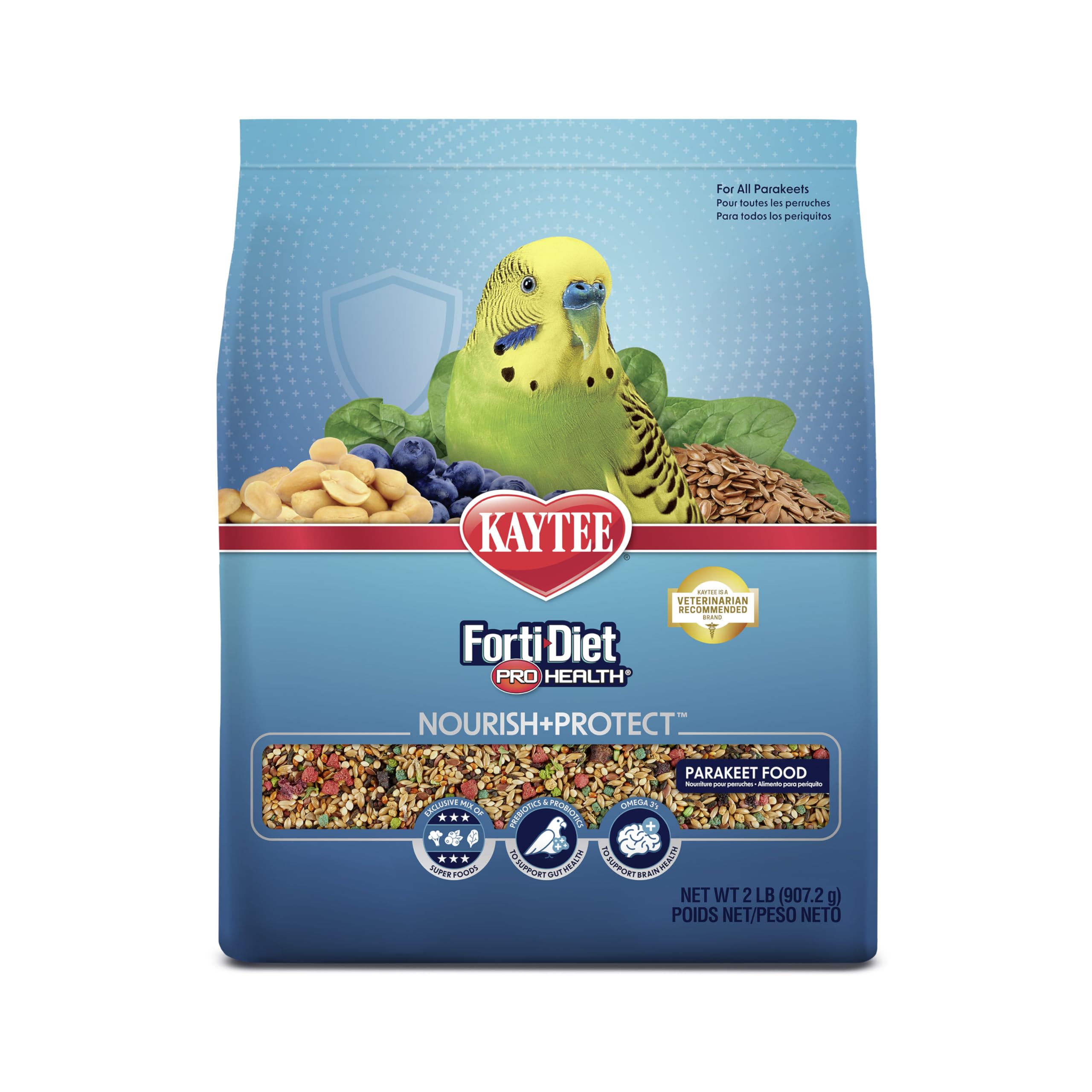 Kaytee Forti-Diet Pro Health pour Perruche, emballage visible, nutrition complète.