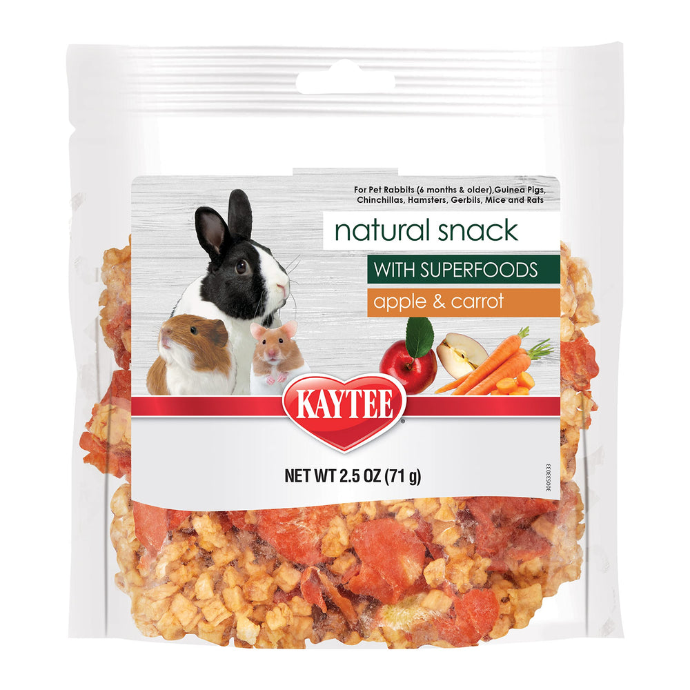 Kaytee Friandise Naturelle Carotte et Pomme — emballage attrayant pour récompenser votre petit animal.