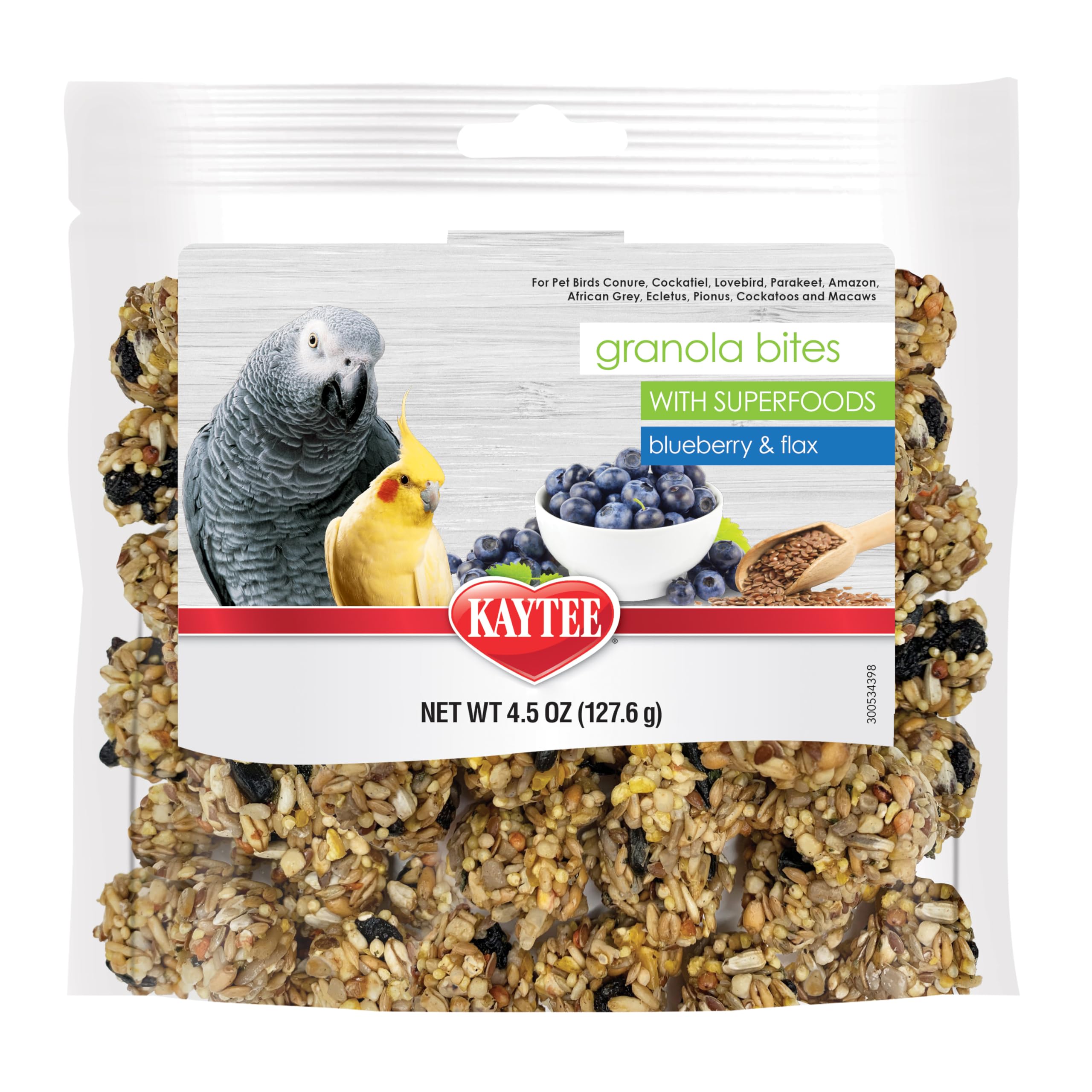 Emballage Kaytee Granola Bites prêt à offrir une bouchée enrichie