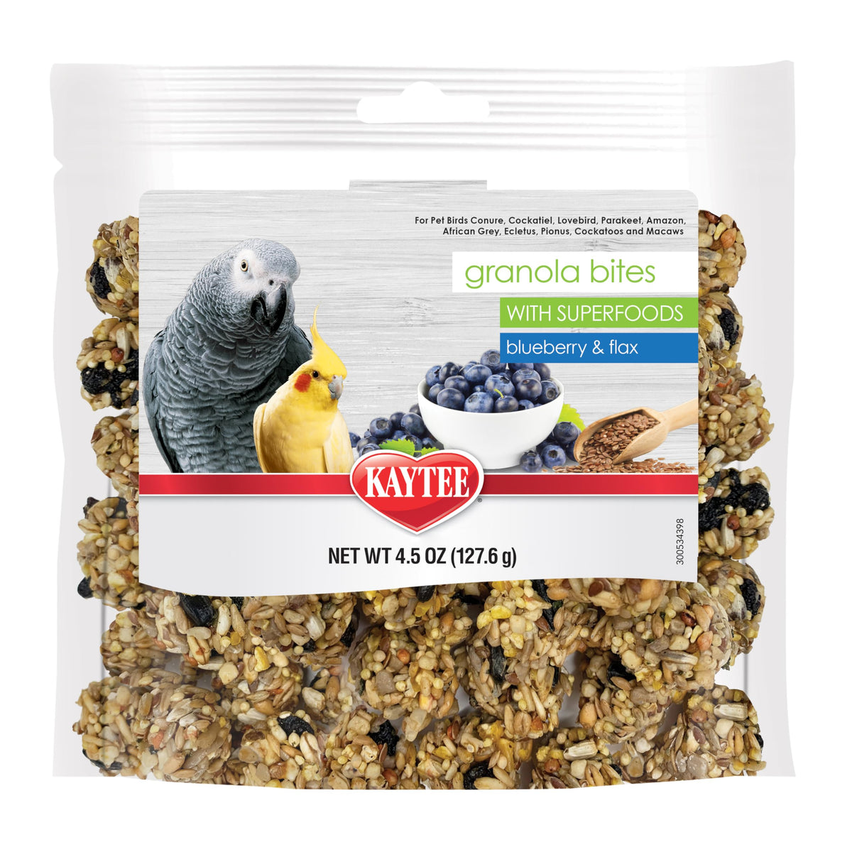 Emballage Kaytee Granola Bites prêt à offrir une bouchée enrichie