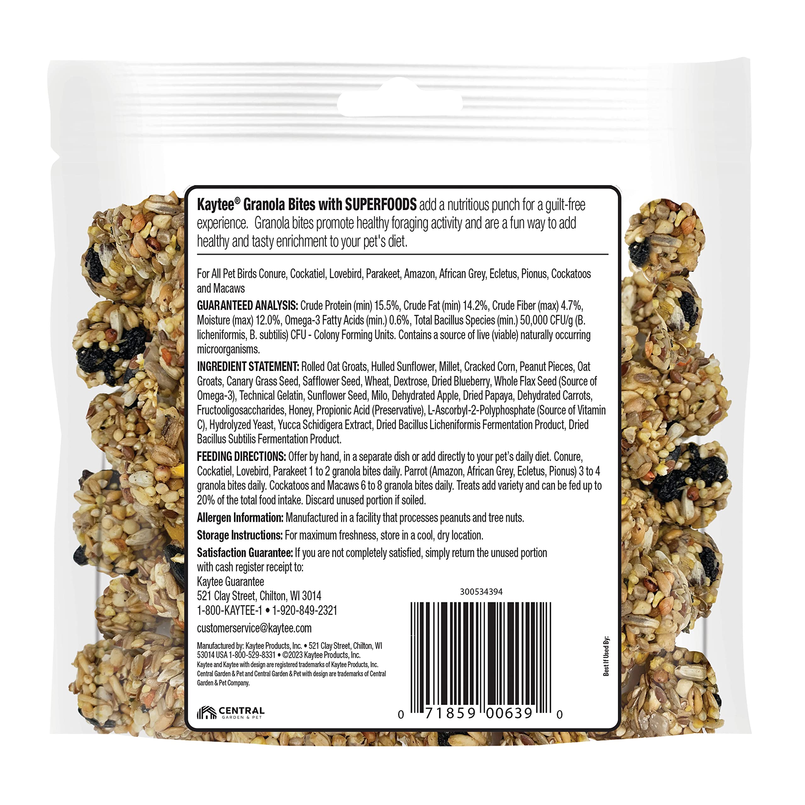 Morceaux croquants Kaytee Granola Bites offrant un enrichissement gustatif
