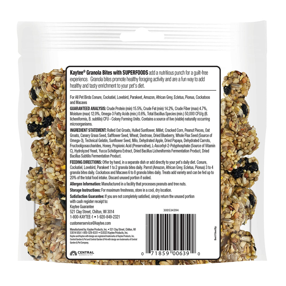 Morceaux croquants Kaytee Granola Bites offrant un enrichissement gustatif