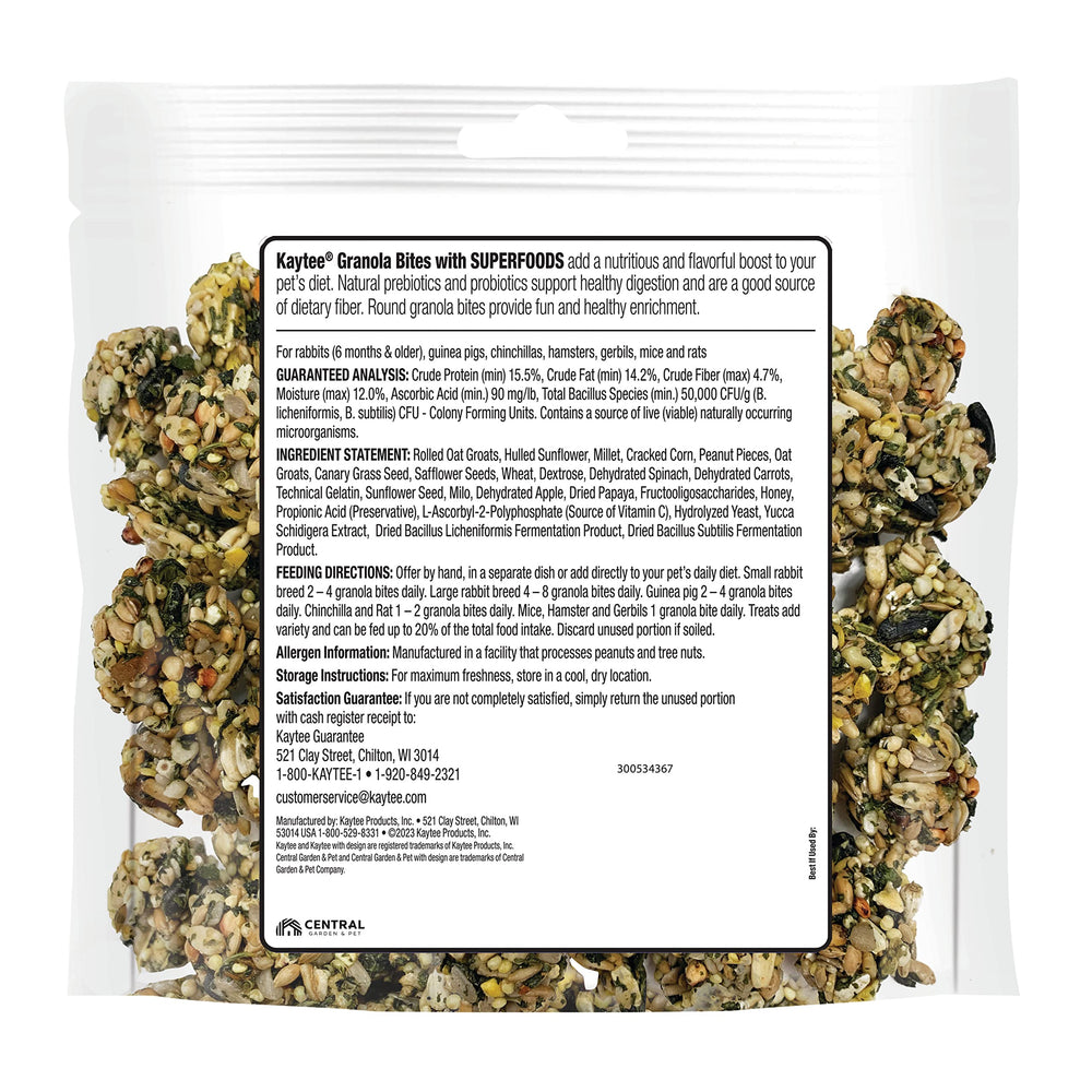 kaytee granola bites, paquet pratique de 128 g pour collations quotidiennes