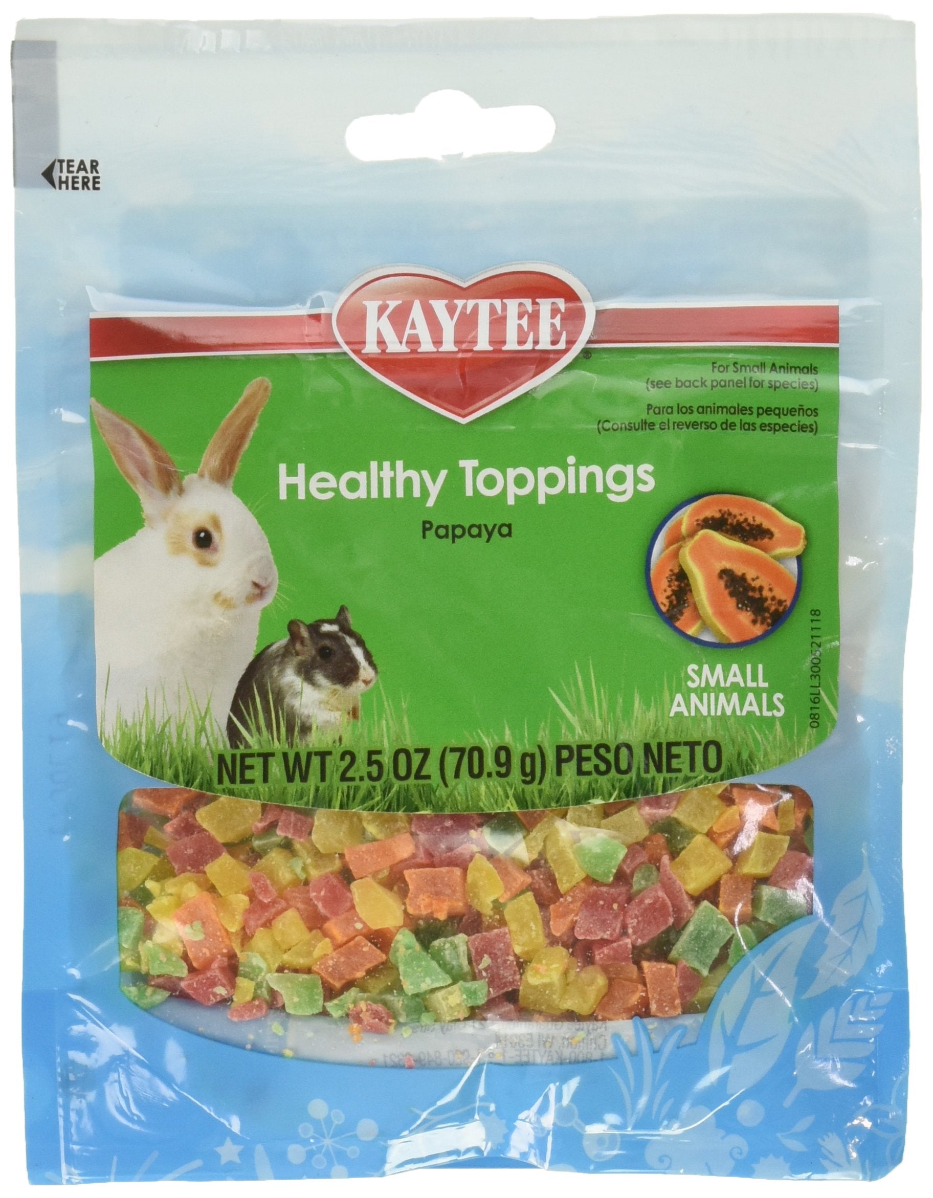 Kaytee Healthy Toppings Papaye – lot de 6, friandise naturelle pour petits animaux et entraînement.