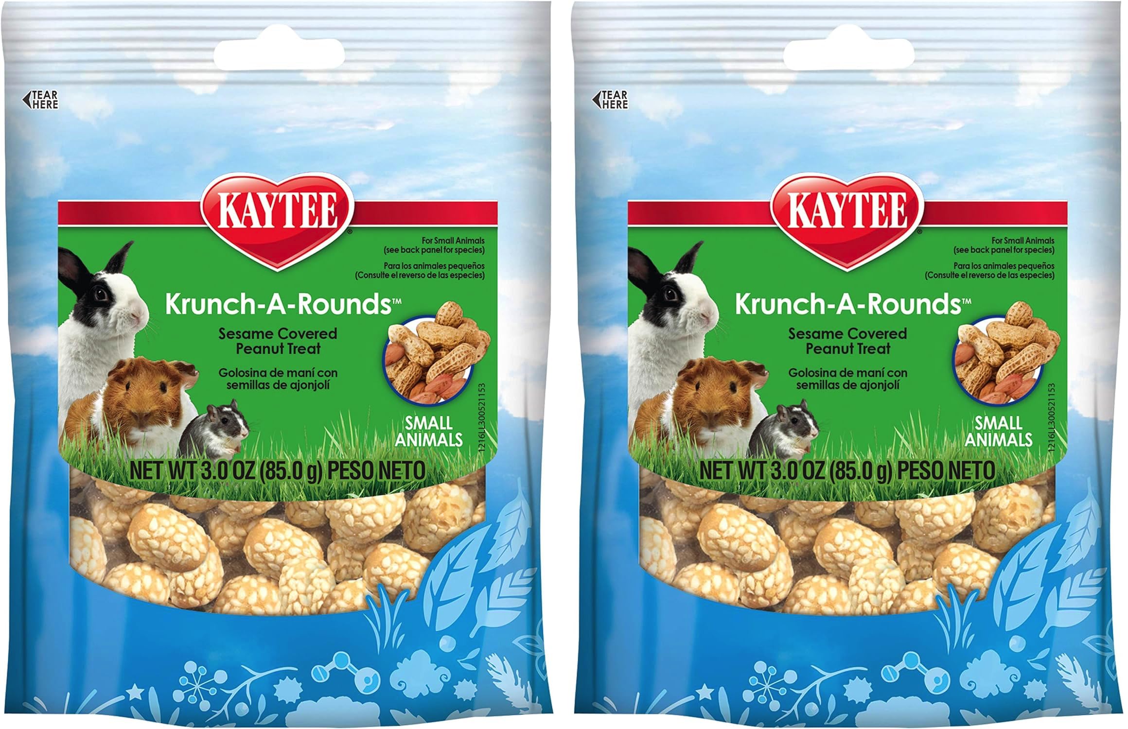Kaytee Krunch-A-Rounds emballage attrayant pour petits animaux.