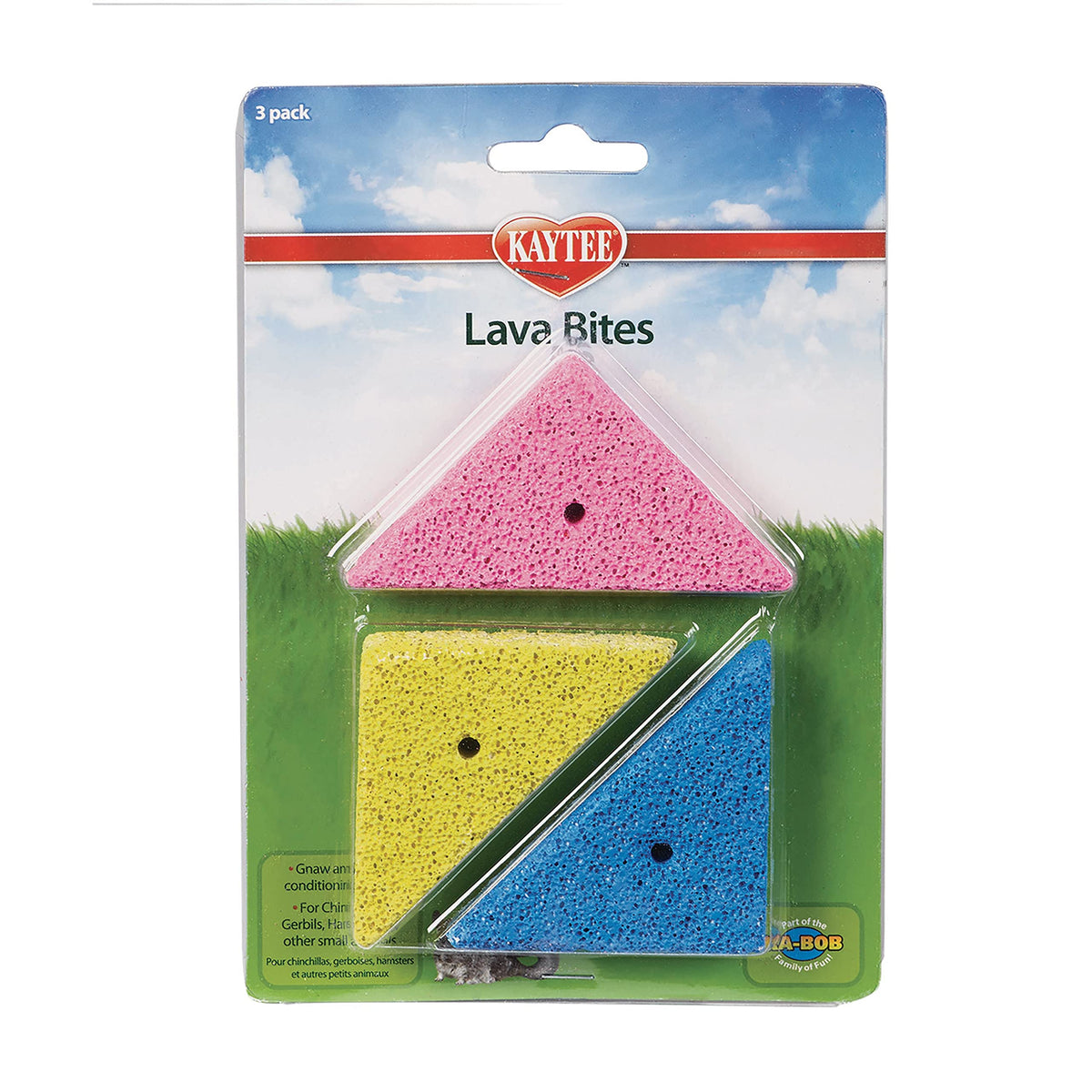 Kaytee Lava Bites triangles colorés pour chinchillas et hamsters.
