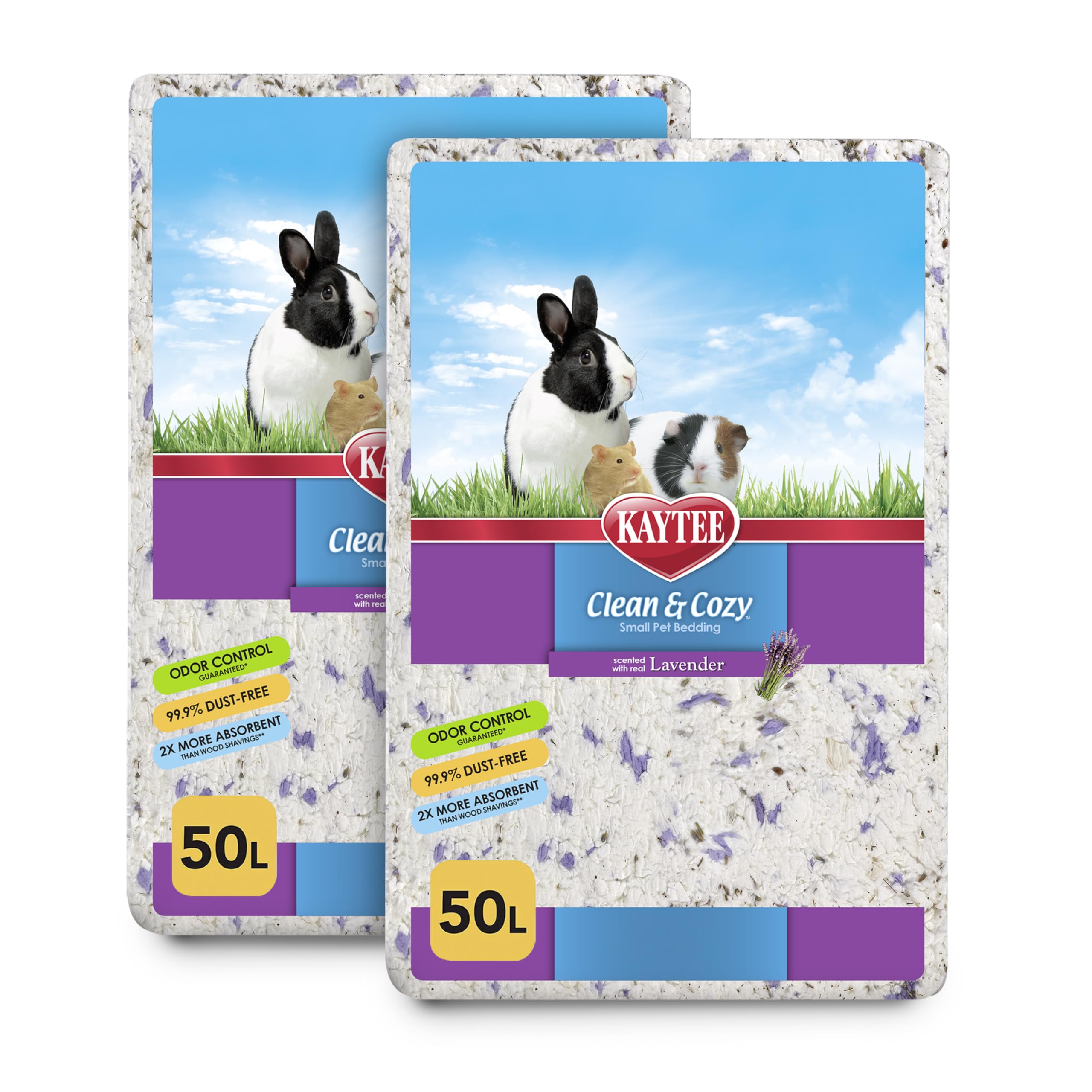 Kaytee litière lavande, sac 100 litres, douceur et absorption pour petits animaux.