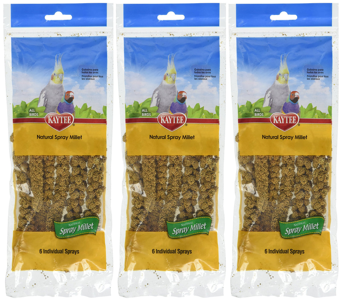 Kaytee millet en aérosol pour oiseaux, emballage 3 paquets.