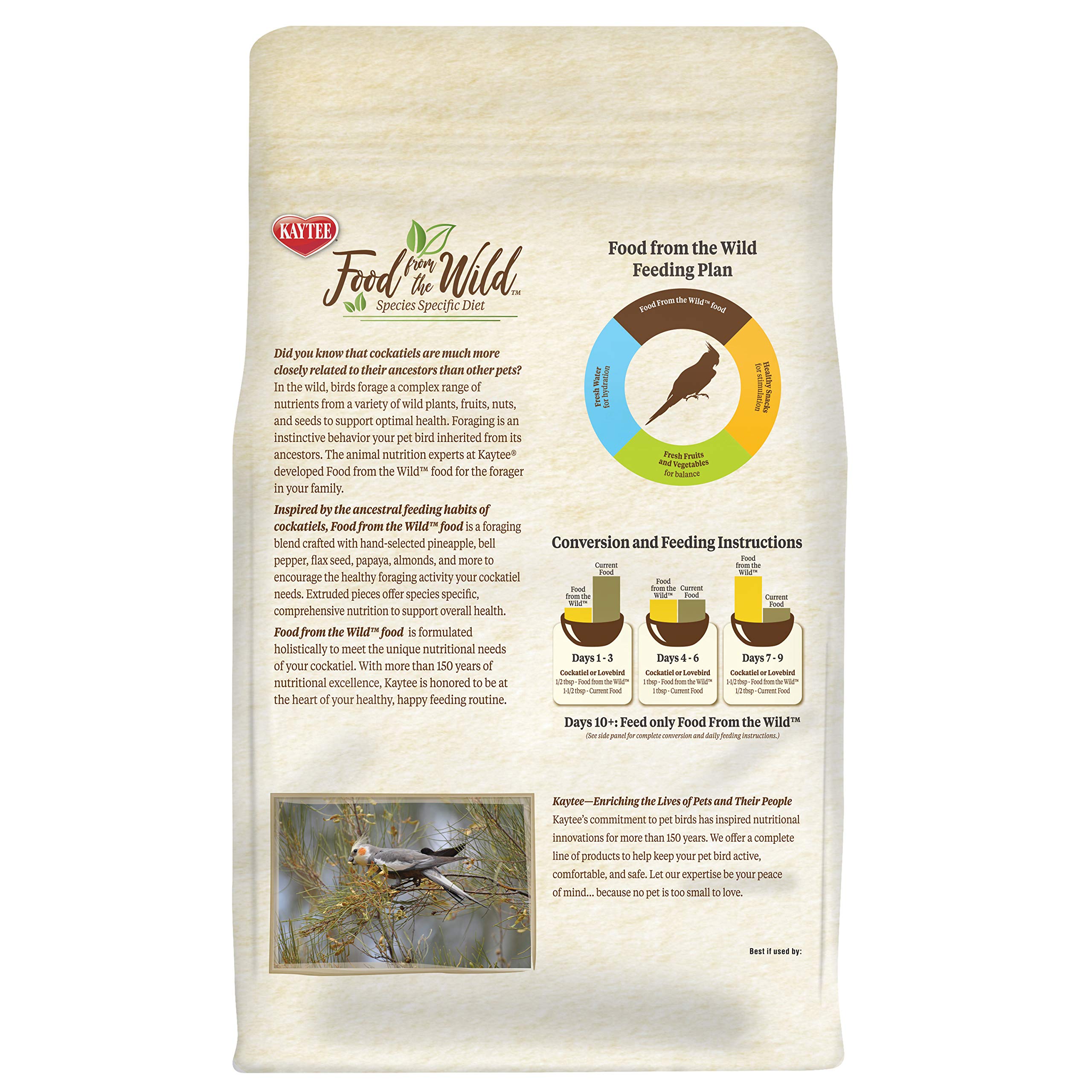 Kaytee Nourriture Sauvage pour Calopsitte – sans additifs ni conservateurs artificiels.