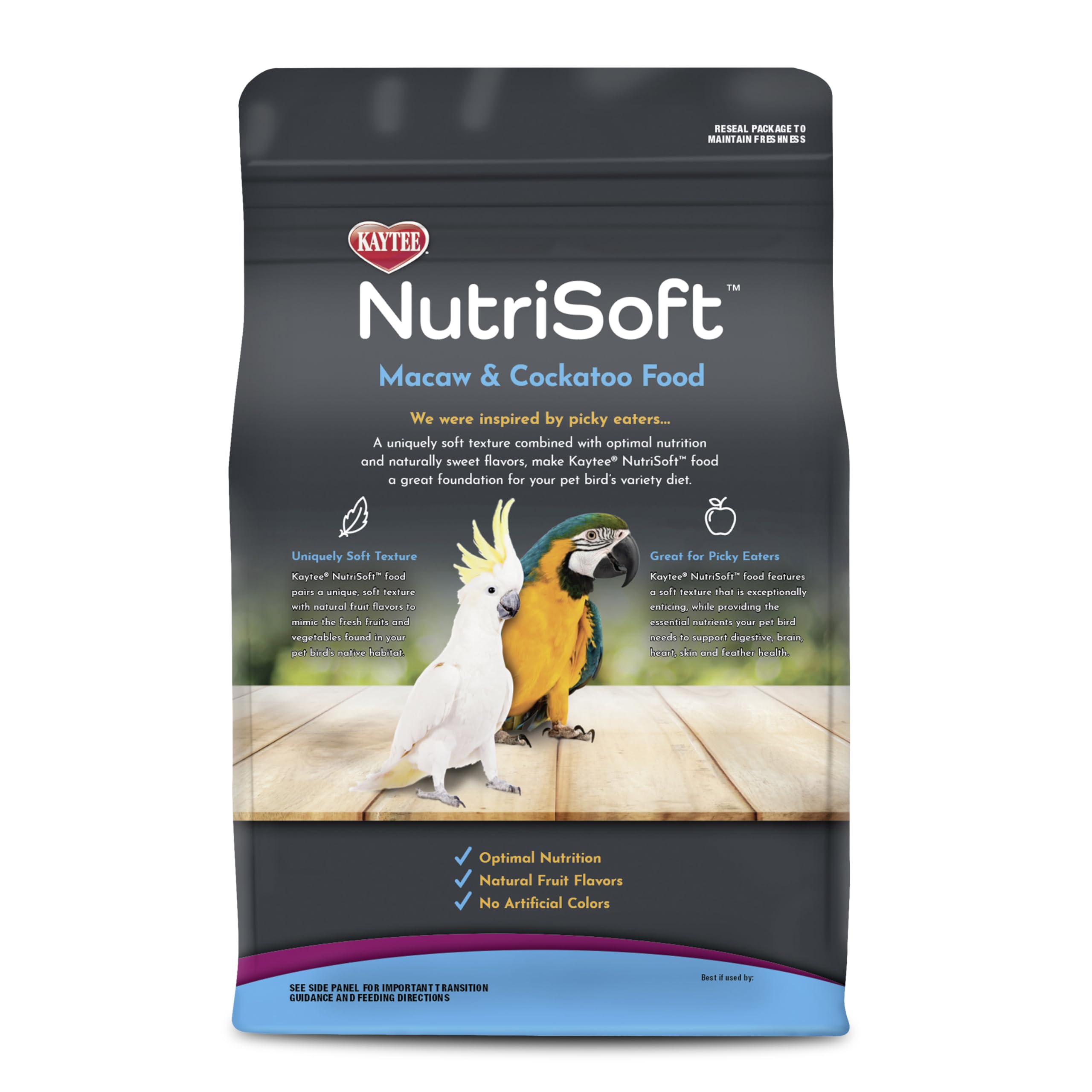 Kaytee Nutri Soft offre texture douce et goût agréable facilitant l'exploration alimentaire.