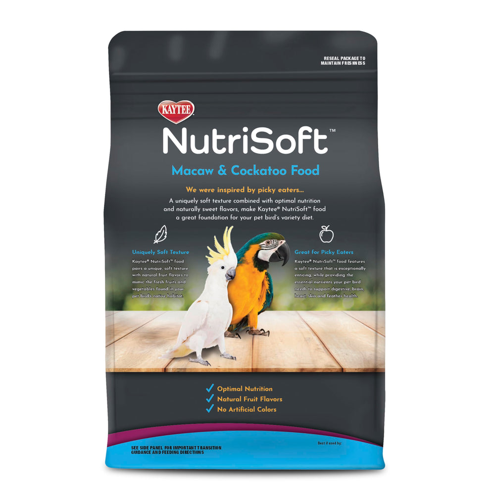 Kaytee Nutri Soft offre texture douce et goût agréable facilitant l'exploration alimentaire.