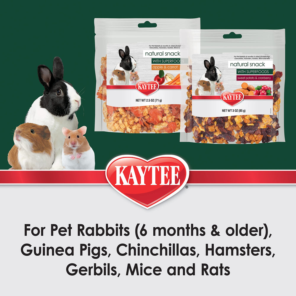 Kaytee Snack enrichissant avec patate douce et canneberge, plaisir pour cobayes et lapins.