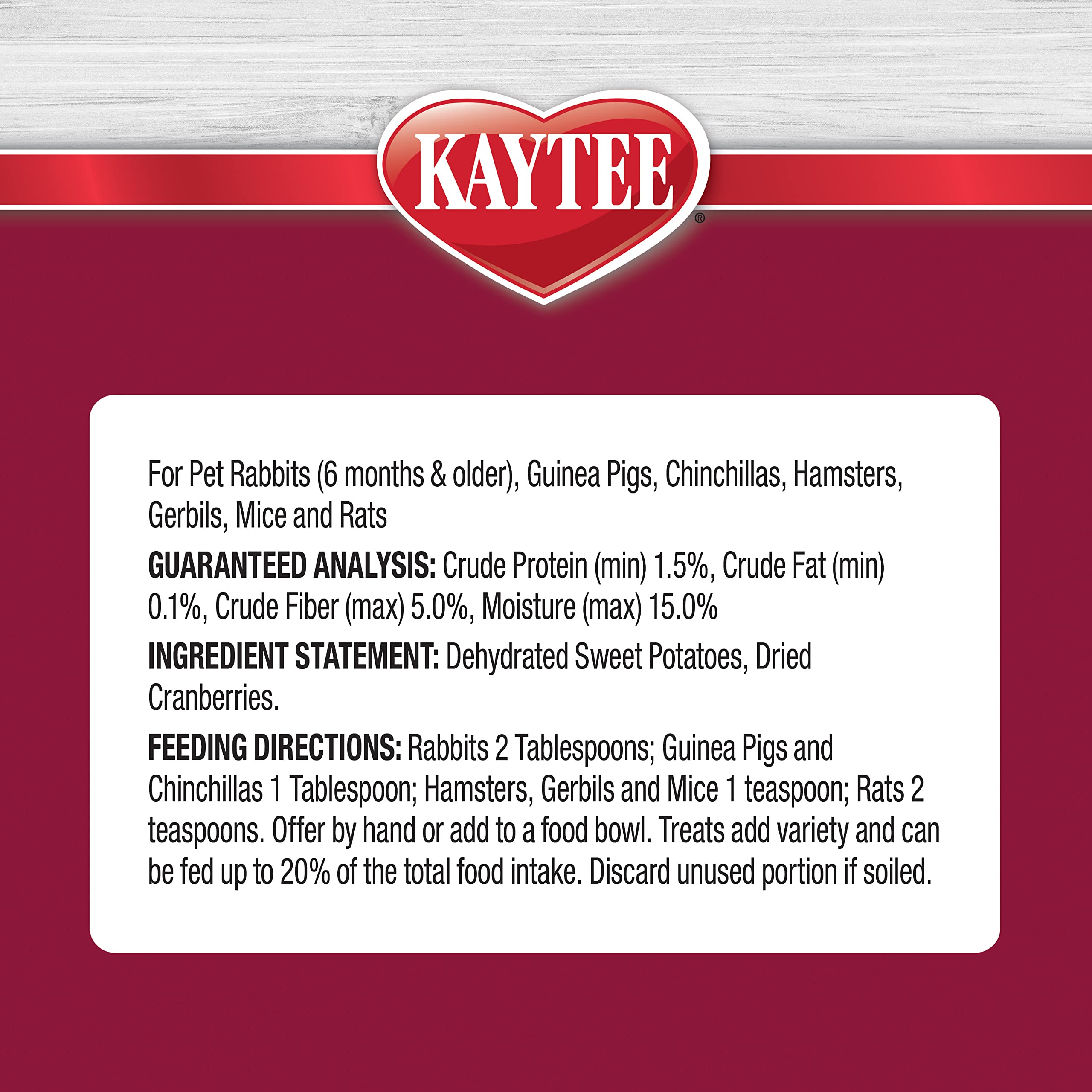 Kaytee Snack adapté pour cobayes, lapins adultes et hamsters, format pratique.