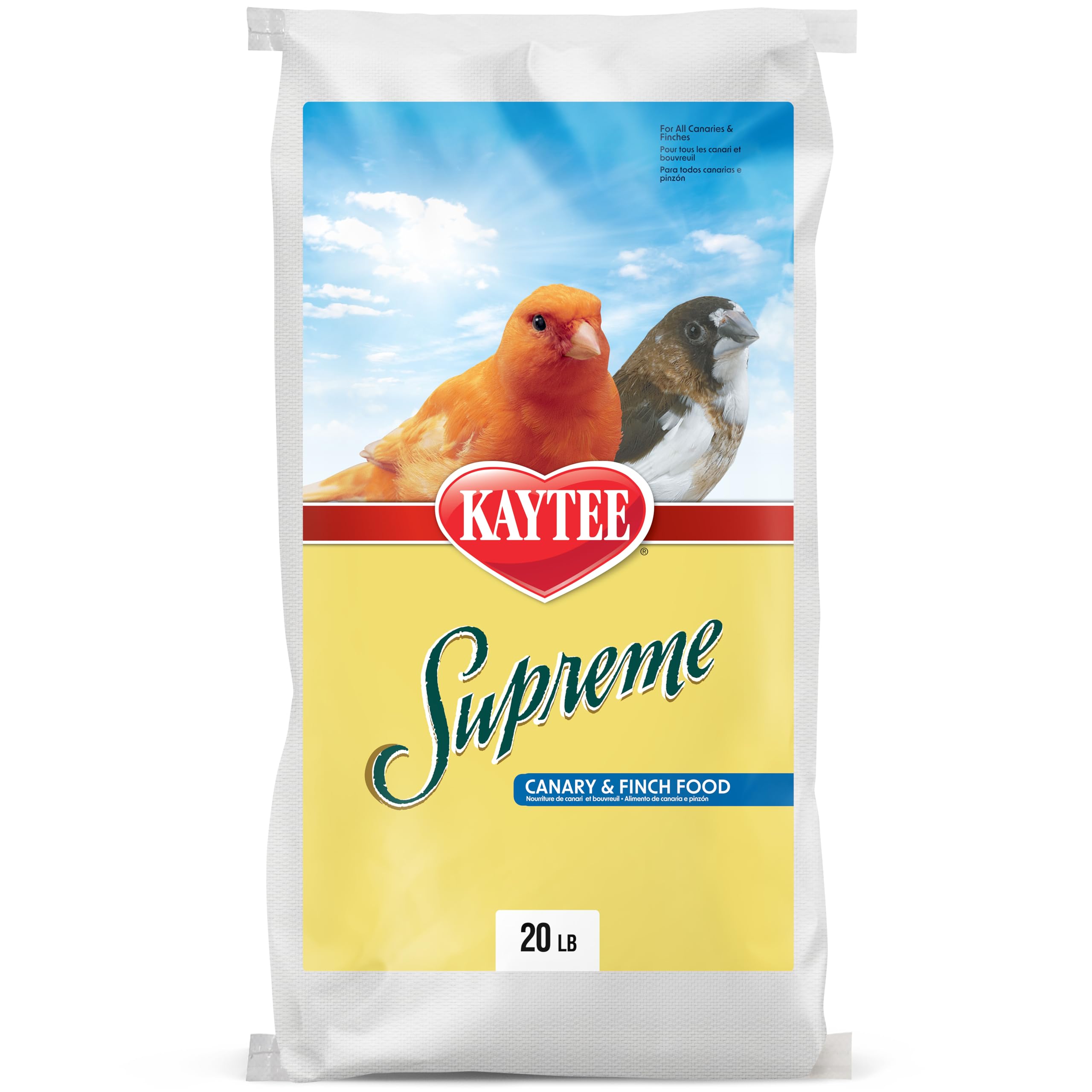Kaytee Supreme pour canari et pinsons – emballage clair facilitant le stockage.
